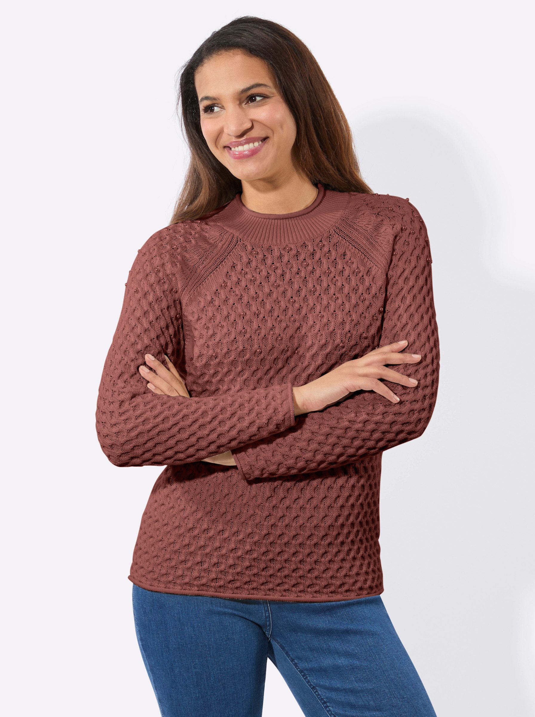 Strickpullover Pullover Langarm Struktur, Mustermix gestrickt
