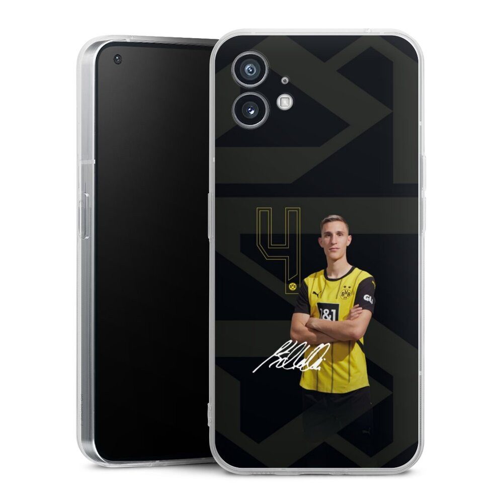 DeinDesign Handyhülle Borussia Dortmund Nico Schlotterbeck Offizielles Lizenzprodukt, Nothing Phone 1 Silikon Hülle Bumper Case Handy Schutzhülle