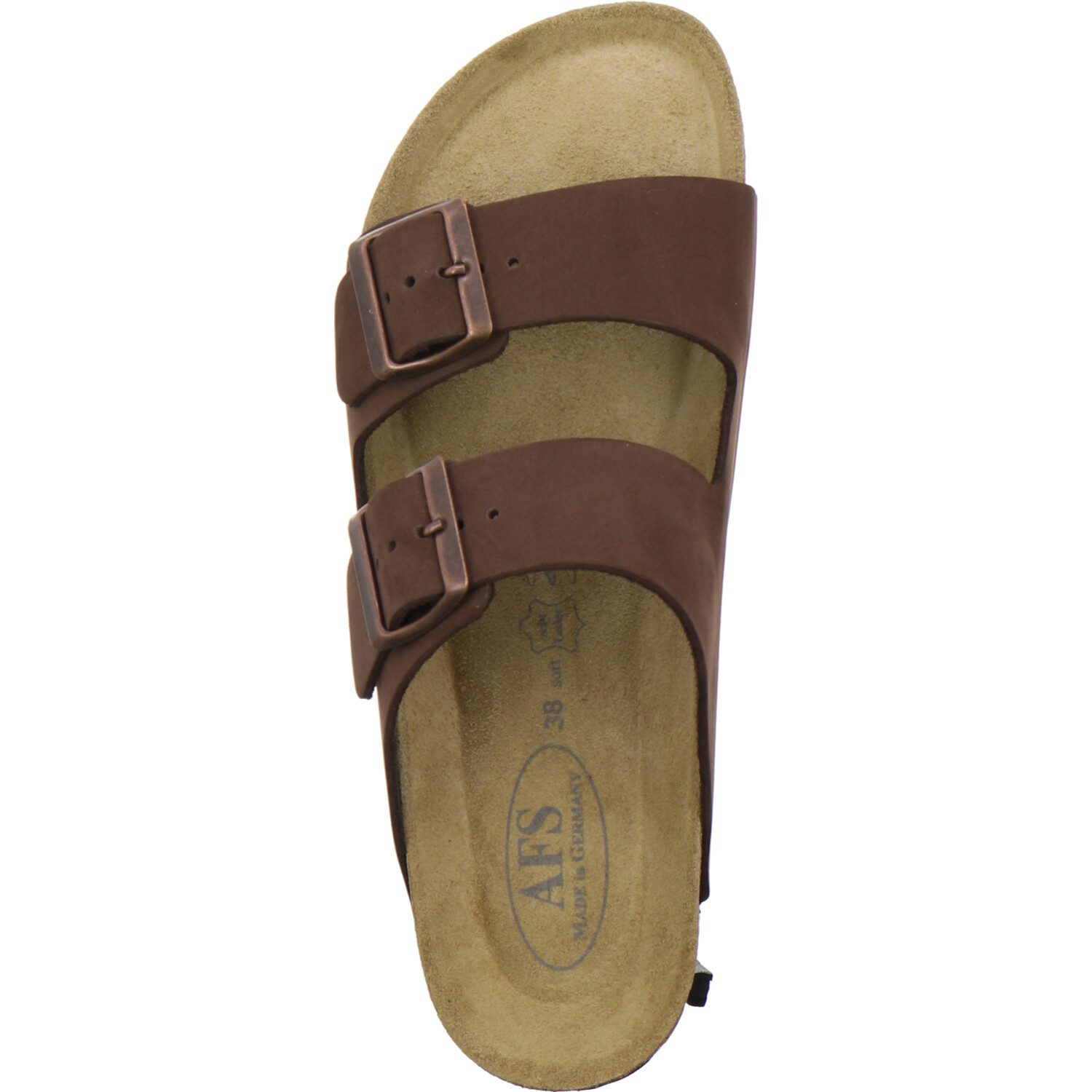 AFS-Schuhe 210072 Zweischnaller Pantolette für Damen mit Fußbett, bequeme Sandalen aus Leder