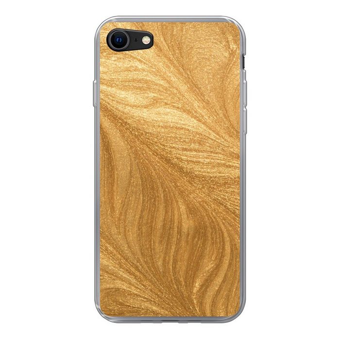 MuchoWow Handyhülle Goldene Federn Textur Handyhülle Apple iPhone 7 Smartphone-Bumper Print Handy Schutzhülle