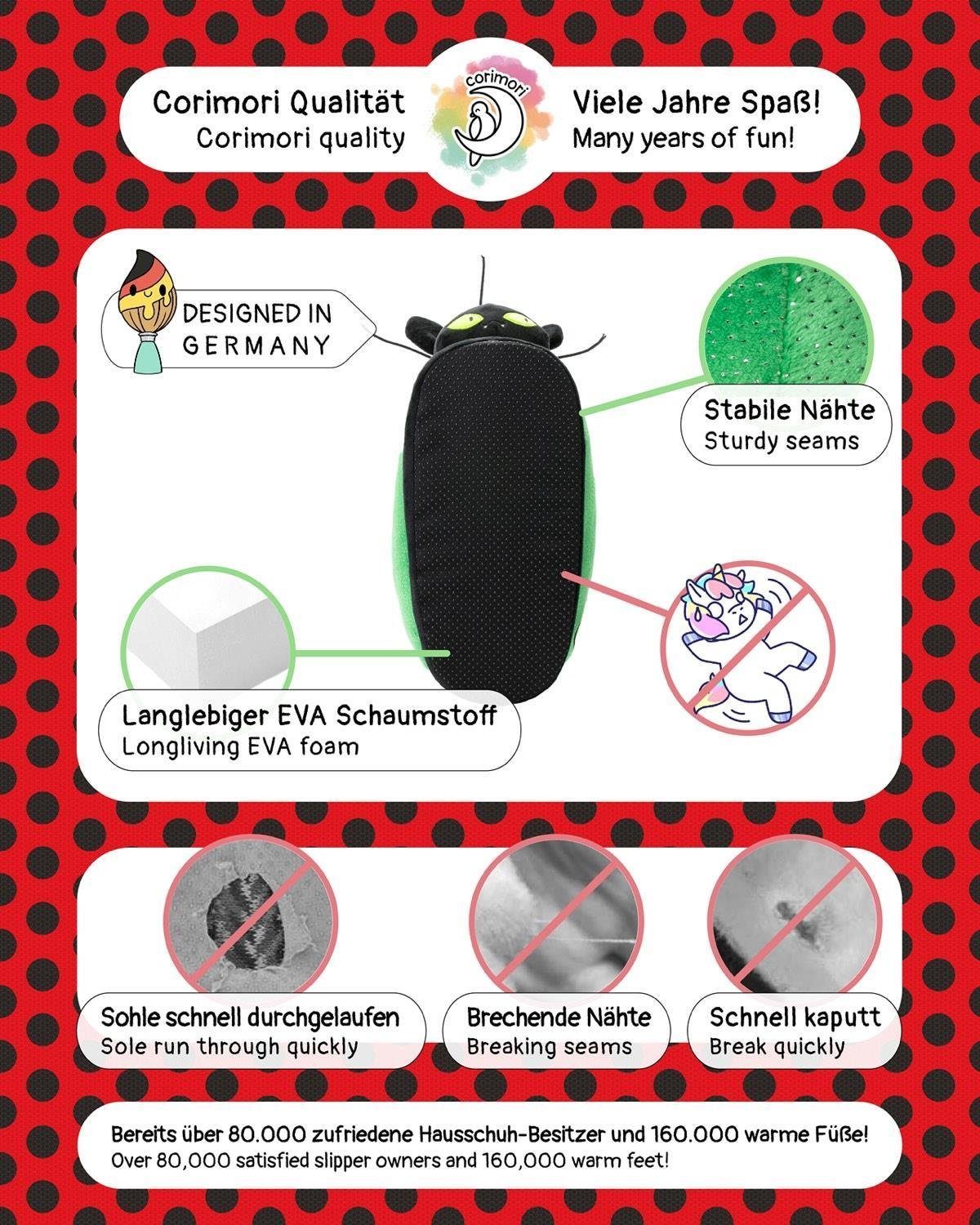 Corimori Miraculous Ladybug Plüsch-Hausschuhe Kwami Plagg und Tikki für