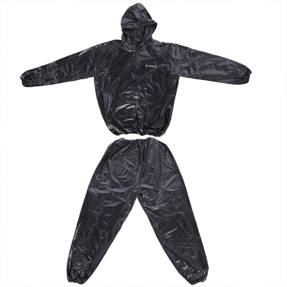 HMS Trainingsanzug Saunaanzug Schwitzanzug Fitnessanzug (Spar-Set, 2-tlg., 73 x 64 cm luftdicht), Kapuze, Reißverschluss, elastische Bündchen, luftdicht