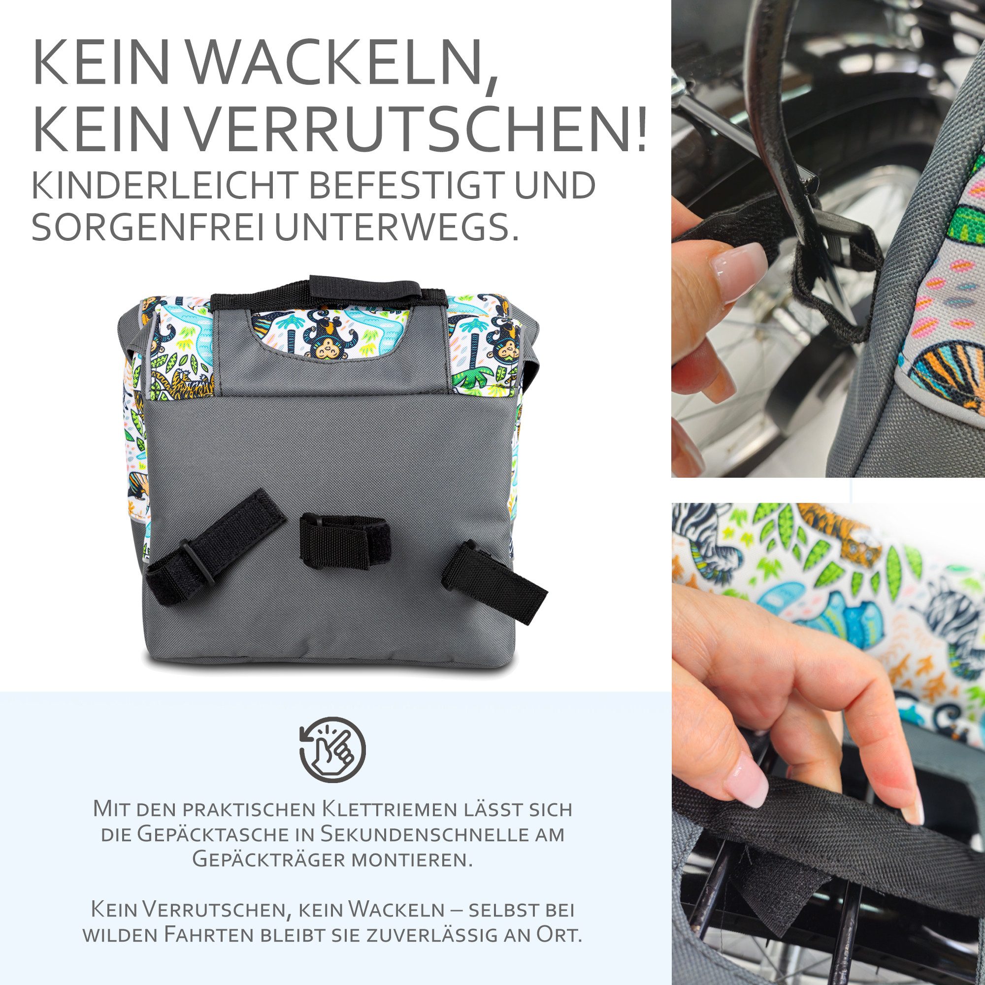 BambiniWelt by Rafael K. Gepäckträgertasche Gepäckträgertasche Fahrradtasche für Kinder z.B. für Puky Räder (M1), eingenähte Reflektorstreifen für mehr Sicherheit in der Dämmerung