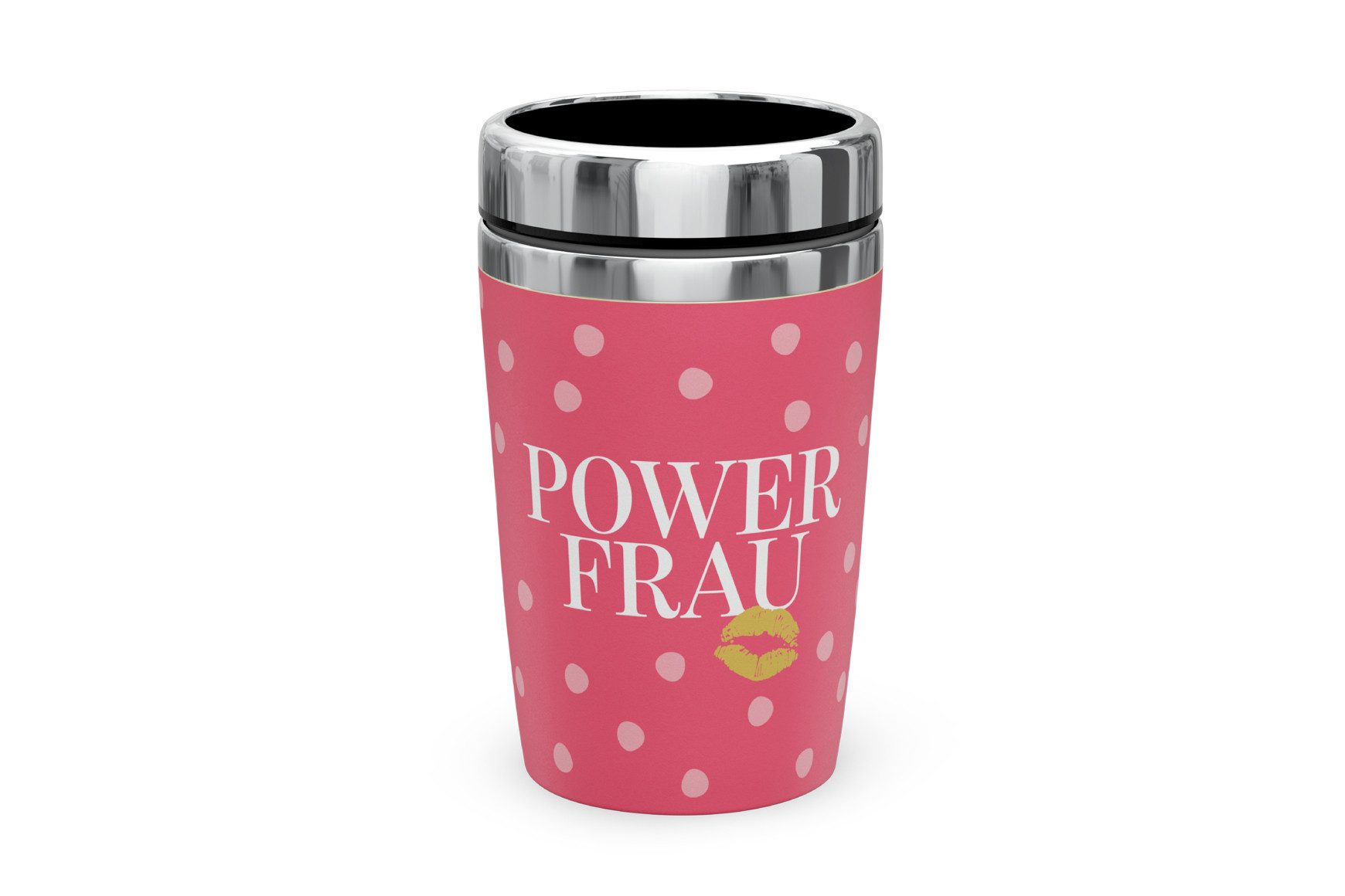 La Vida Thermobecher Thermobecher Isolierbecher Kaffeebecher To Go 240ml la vida Kussmund, Material: Edelstahl, Kunststoff