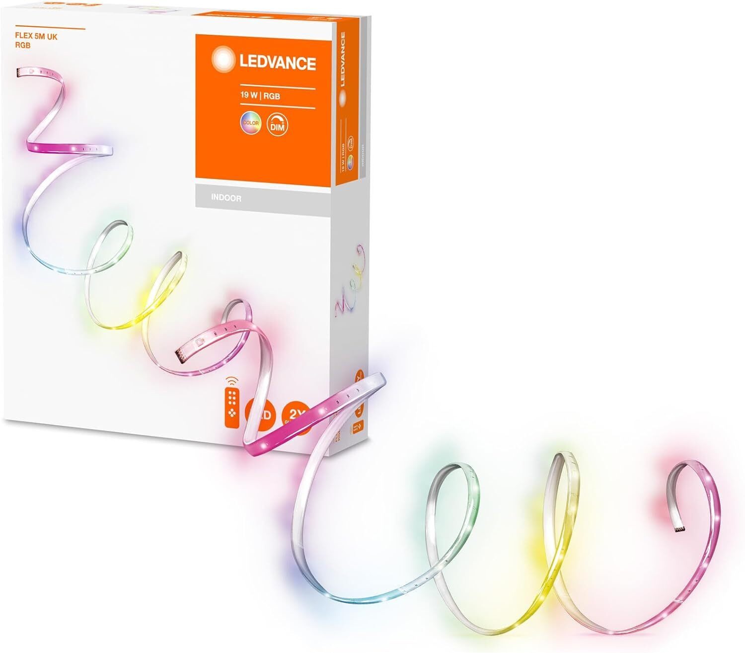 Ledvance Ledvance Smart LED Lichtstreifen RGB 5 m mit UK Netzteil Smart-Home-Fernbedienung (Fernbedienung Lichtschlauchter 5m Streifen)