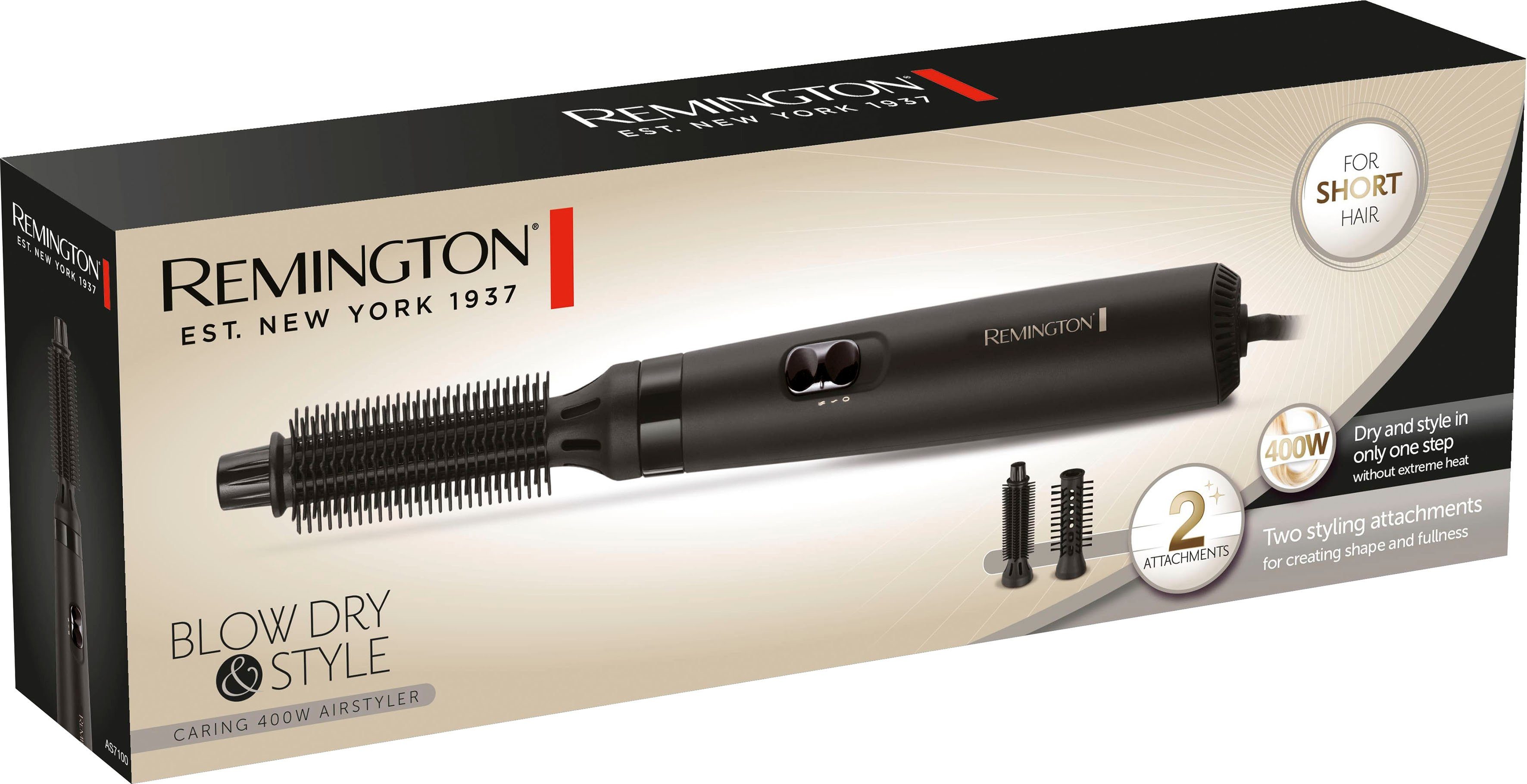Remington Warmluftbürste Blow Dry & (Airstyler/Rundbürste/Lockenbürste) Haare kurze für Watt, 400 AS7100, Style
