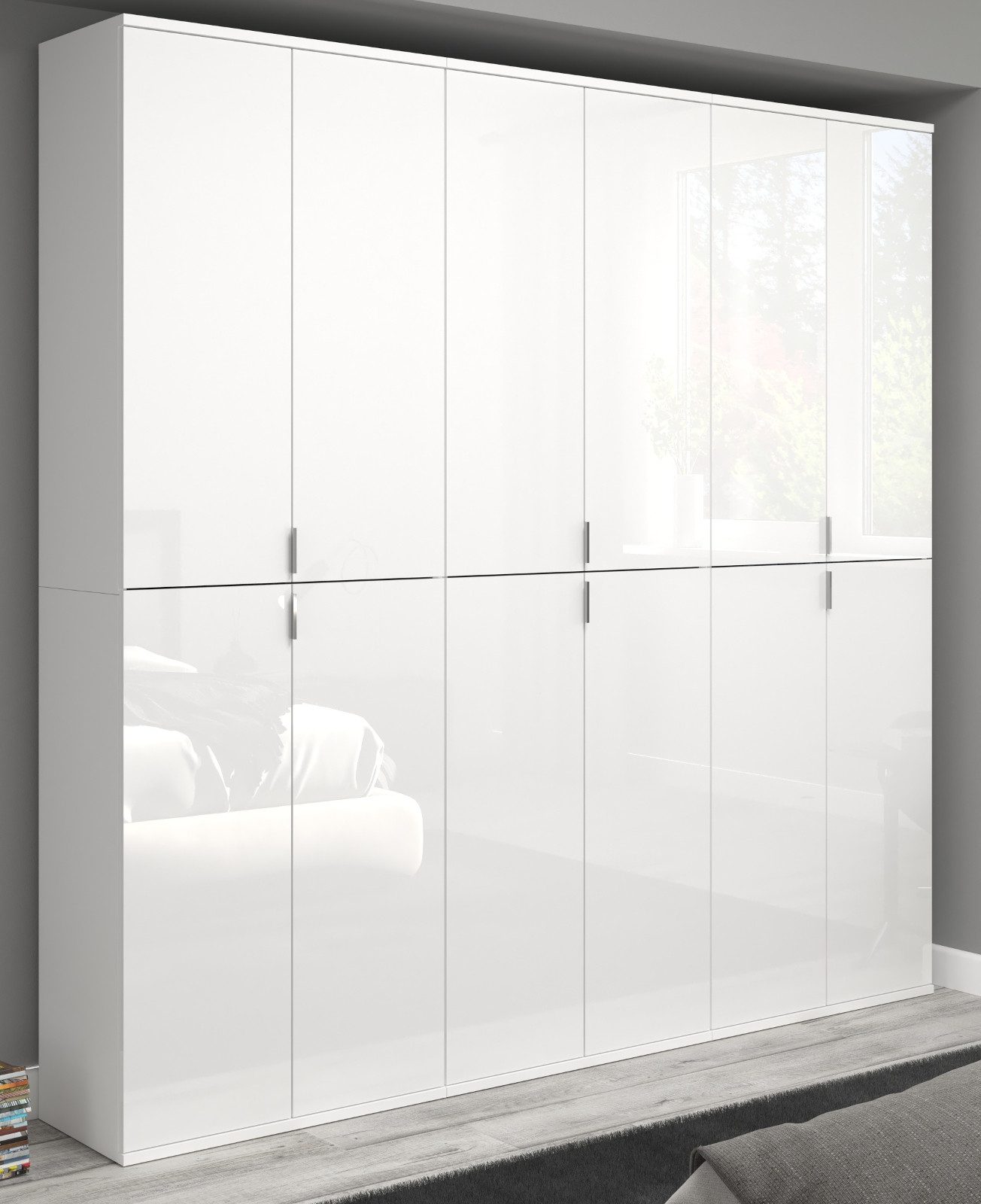 Inn.Furn Garderobenschrank SystemX (Stauraumschrank in weiß Hochglanz, 193 x 193 cm) variable Innenaufteilung