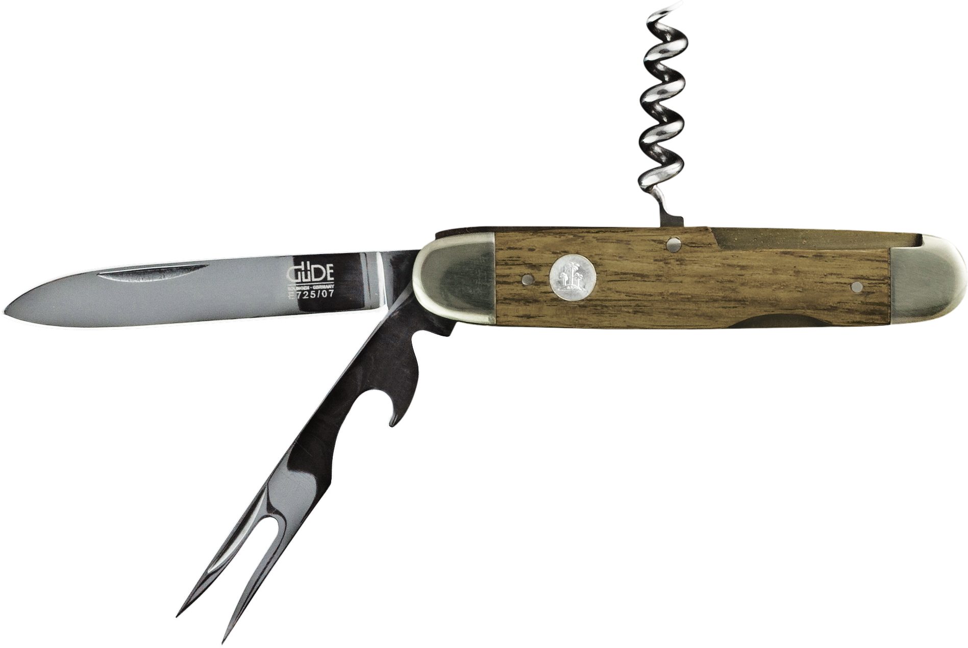 Güde Messer Solingen Taschenmesser Güde Alpha Taschenmesser mit Gabel, Fasseiche