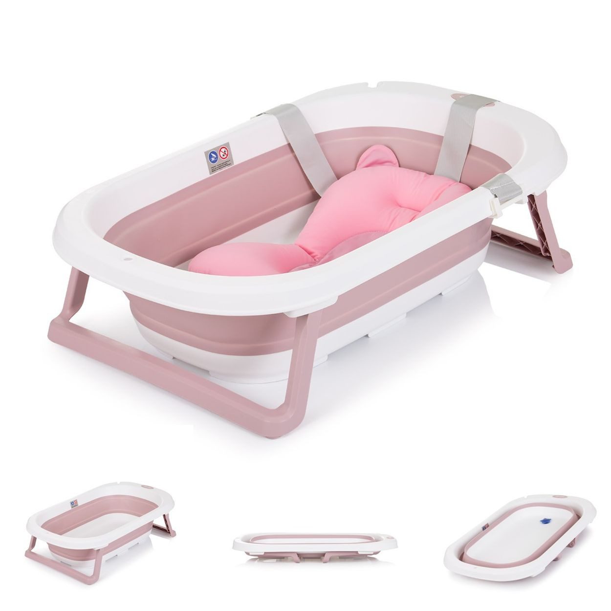 Chipolino Babybadewanne Isla 80 cm, mit Badekissen, faltbar, integrierter Wasserablauf, ab Geburt geeignet