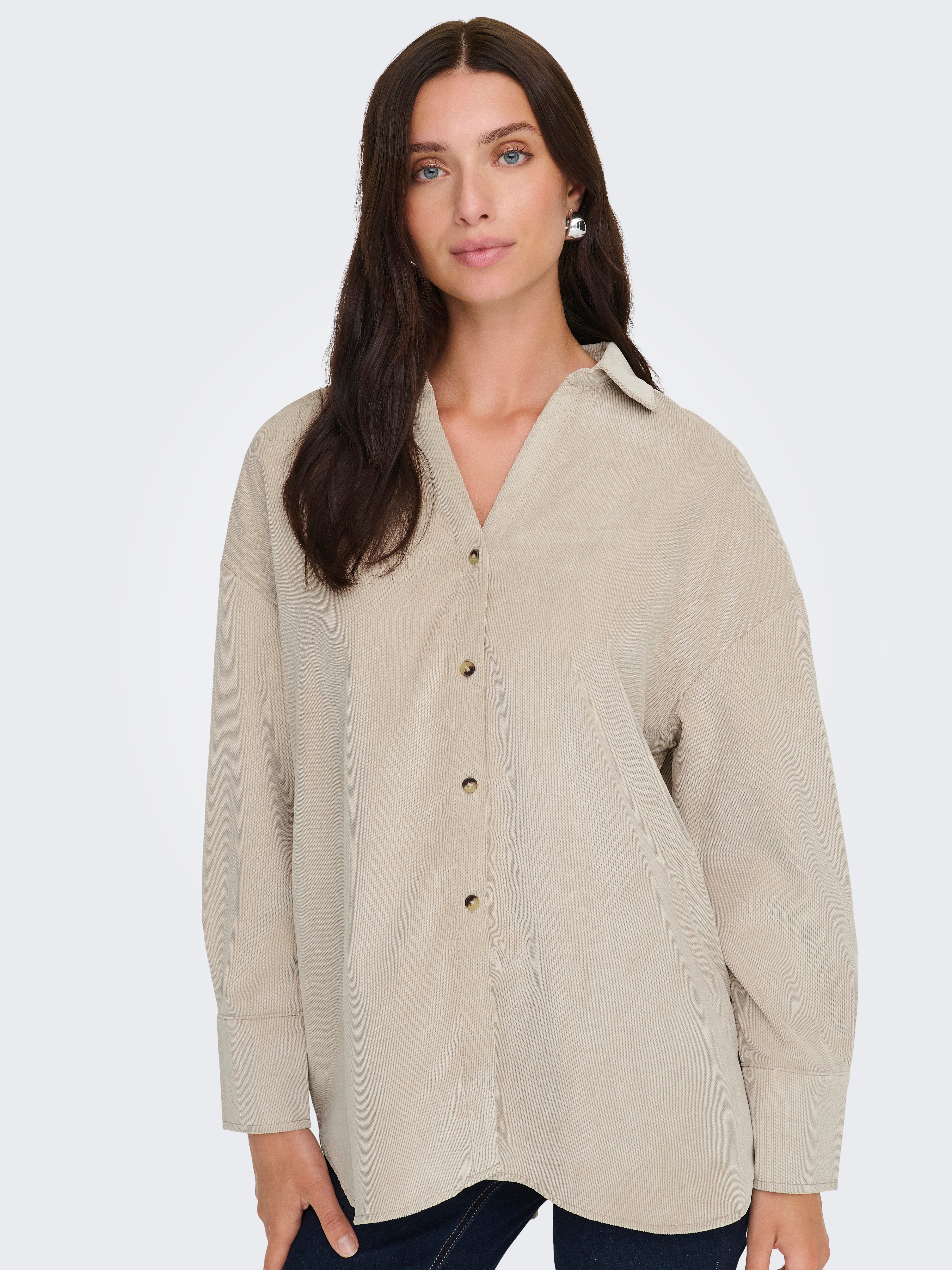 ONLY Langarmbluse ONLMARIKE LIFE L/S CORD LOOSE SHIRT PNT