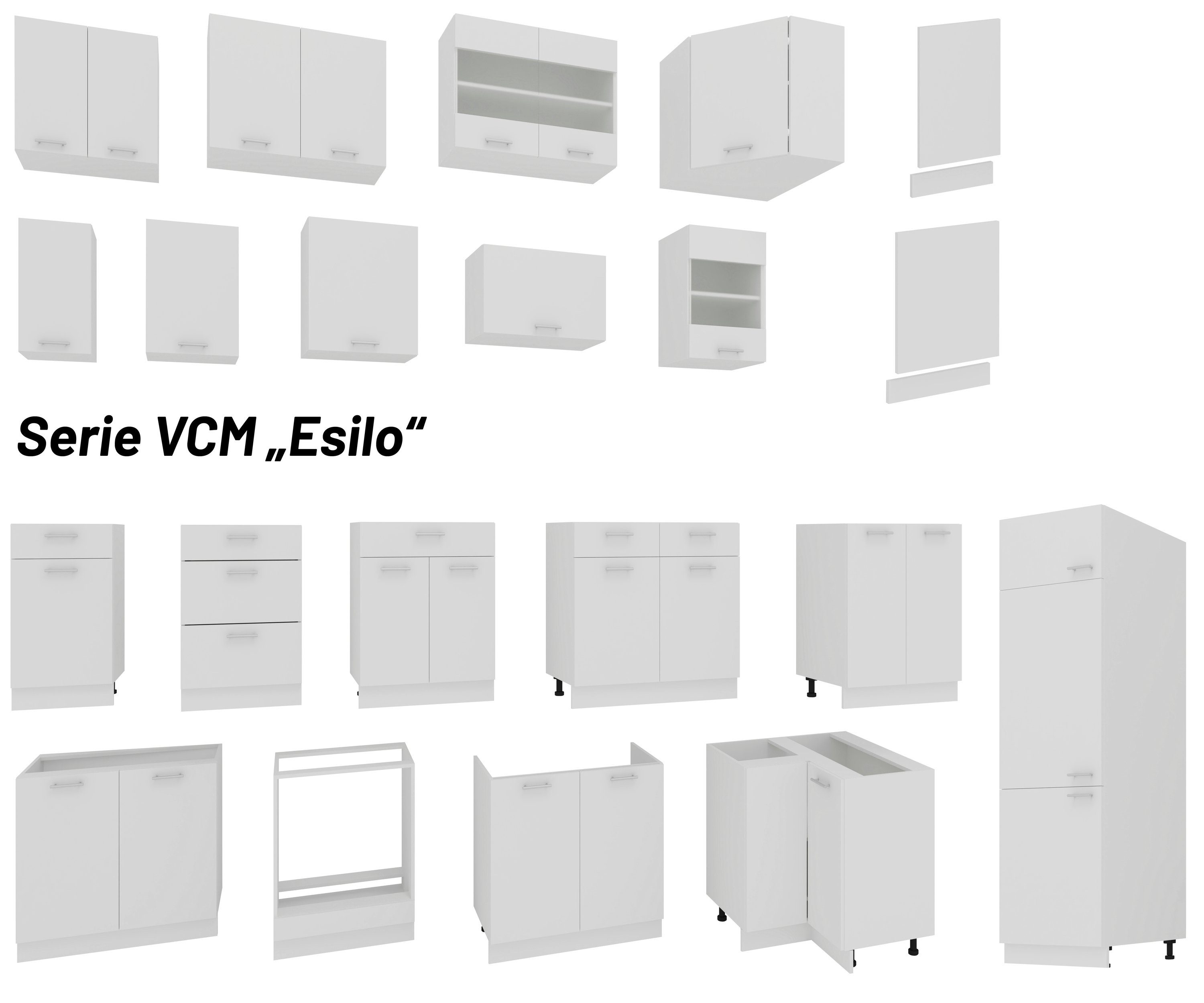 cm VCM Esilo Unterschrank Küchenschrank 50 Weiß B Schublade Unterschrank