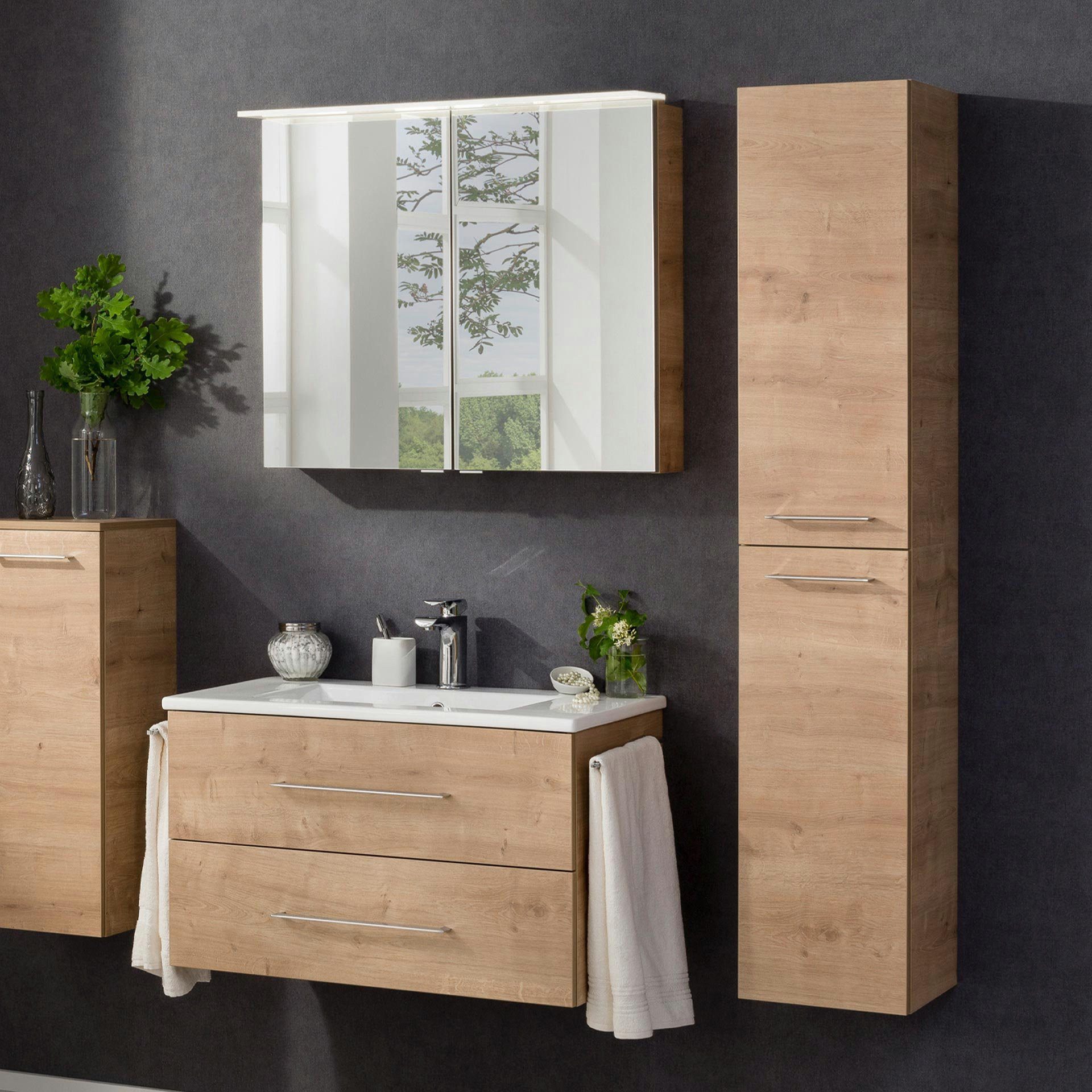 FACKELMANN Badmöbel-Set Badmöbel-Set, Badezimmer-Komplettset, B.PERFEKT Serie, Fackelmann