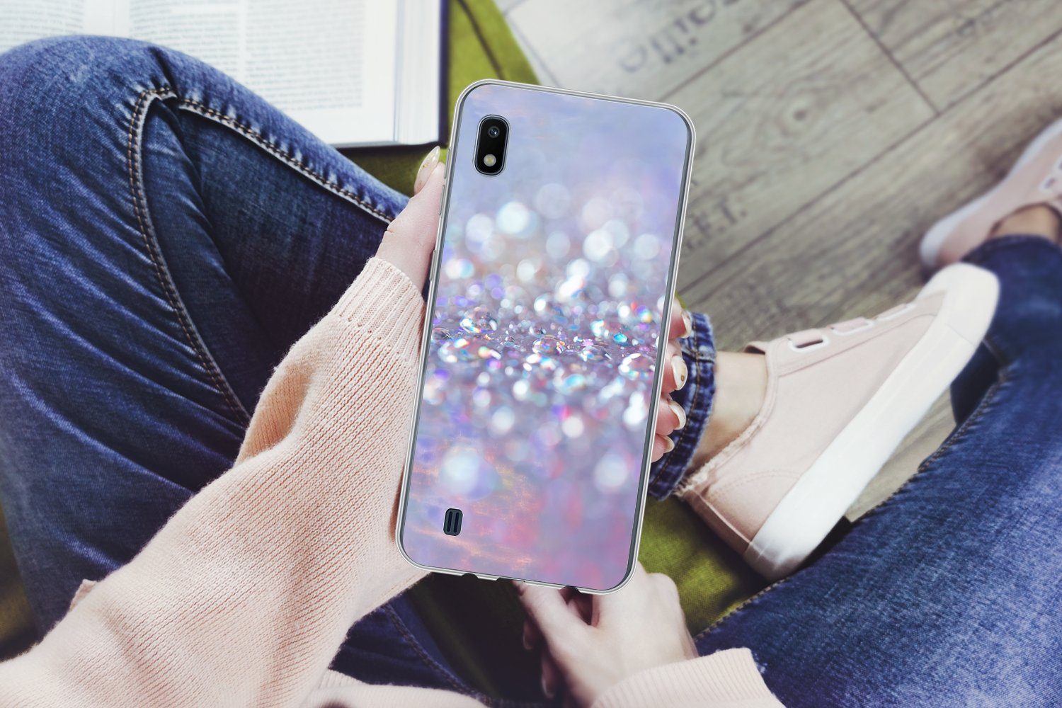 MuchoWow Handyhülle für Samsung Galaxy A10 Wasser - Gestaltung - Abstrakt - Licht, Smartphone-Bumper, Print, Handy Schutzhülle Dünn