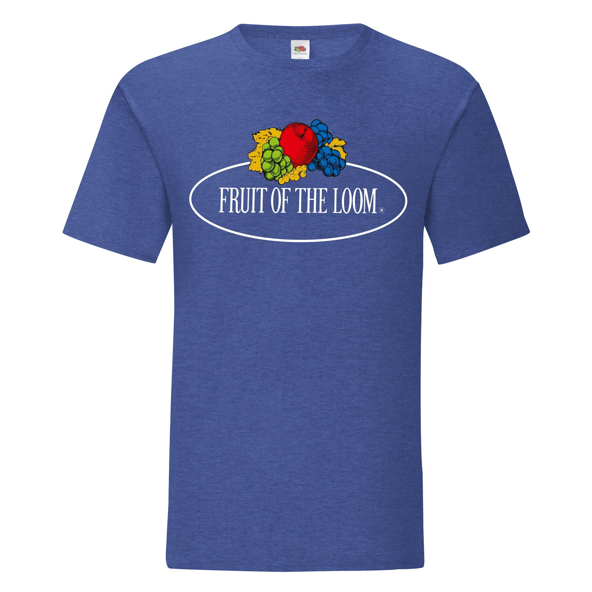 Fruit of the Loom Rundhalsshirt Iconic 150 T-Shirt retro royalblau meliert - Vintage-Logo groß
