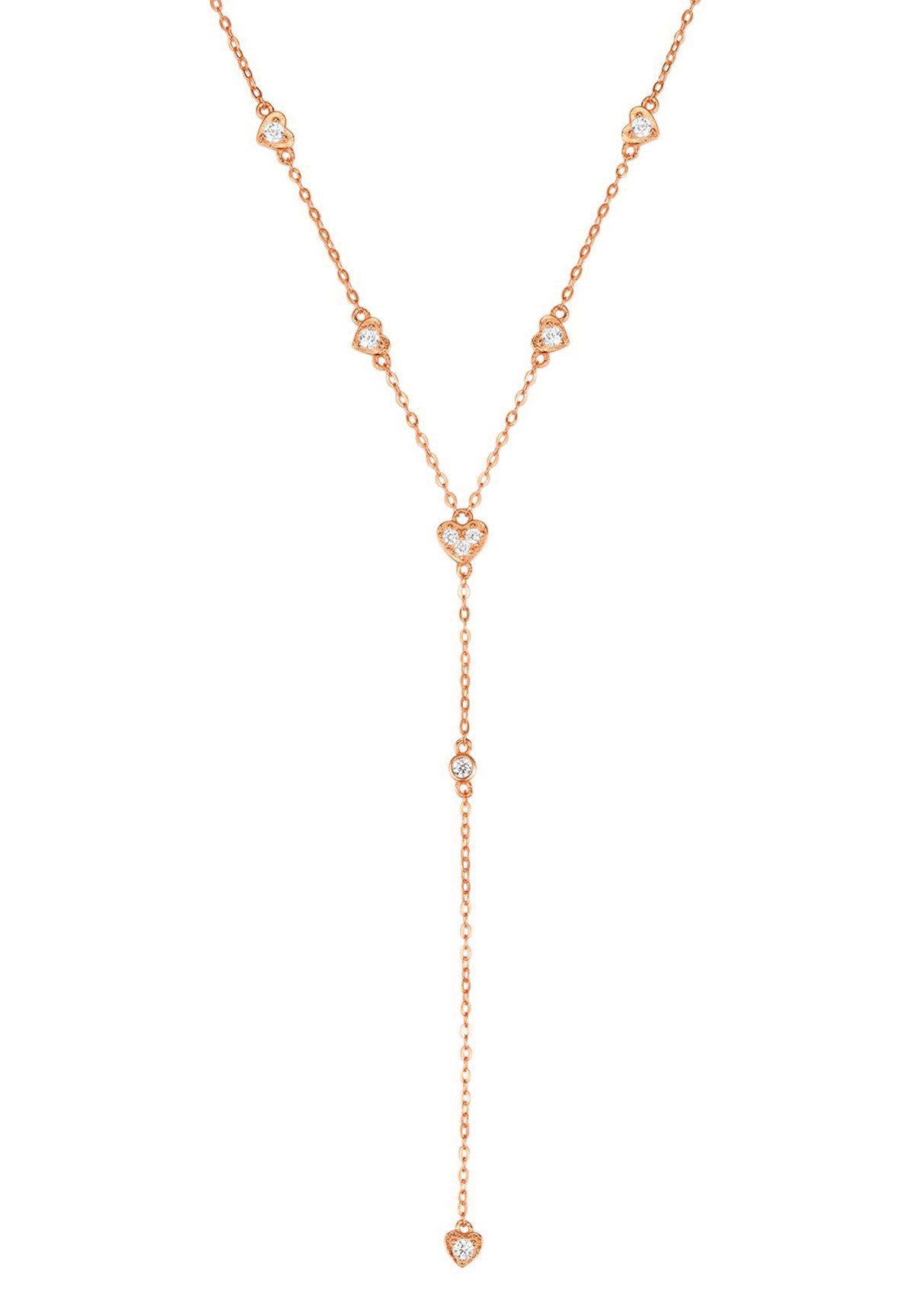 Hey Happiness Y-Kette mit Herzen & Zirkonia, Lasso-Halskette, Vergoldete Y- günstig online kaufen