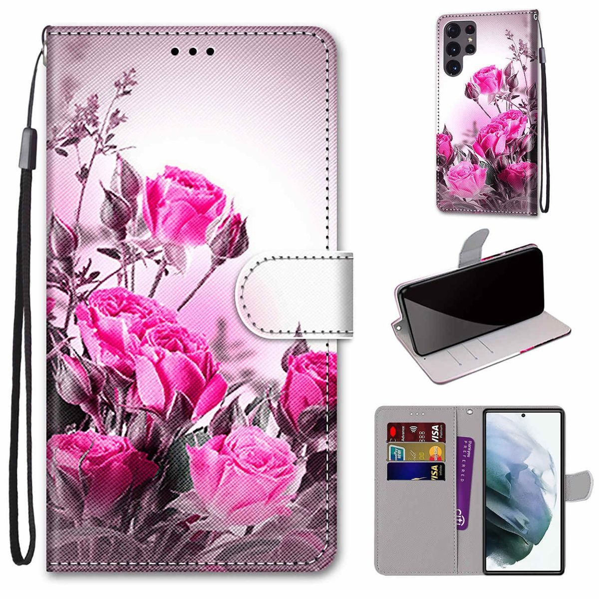 König Design Handyhülle Samsung Galaxy S22 Ultra 5G, Schutzhülle Schutztasche Case Cover Etuis Wallet Klapptasche Bookstyle