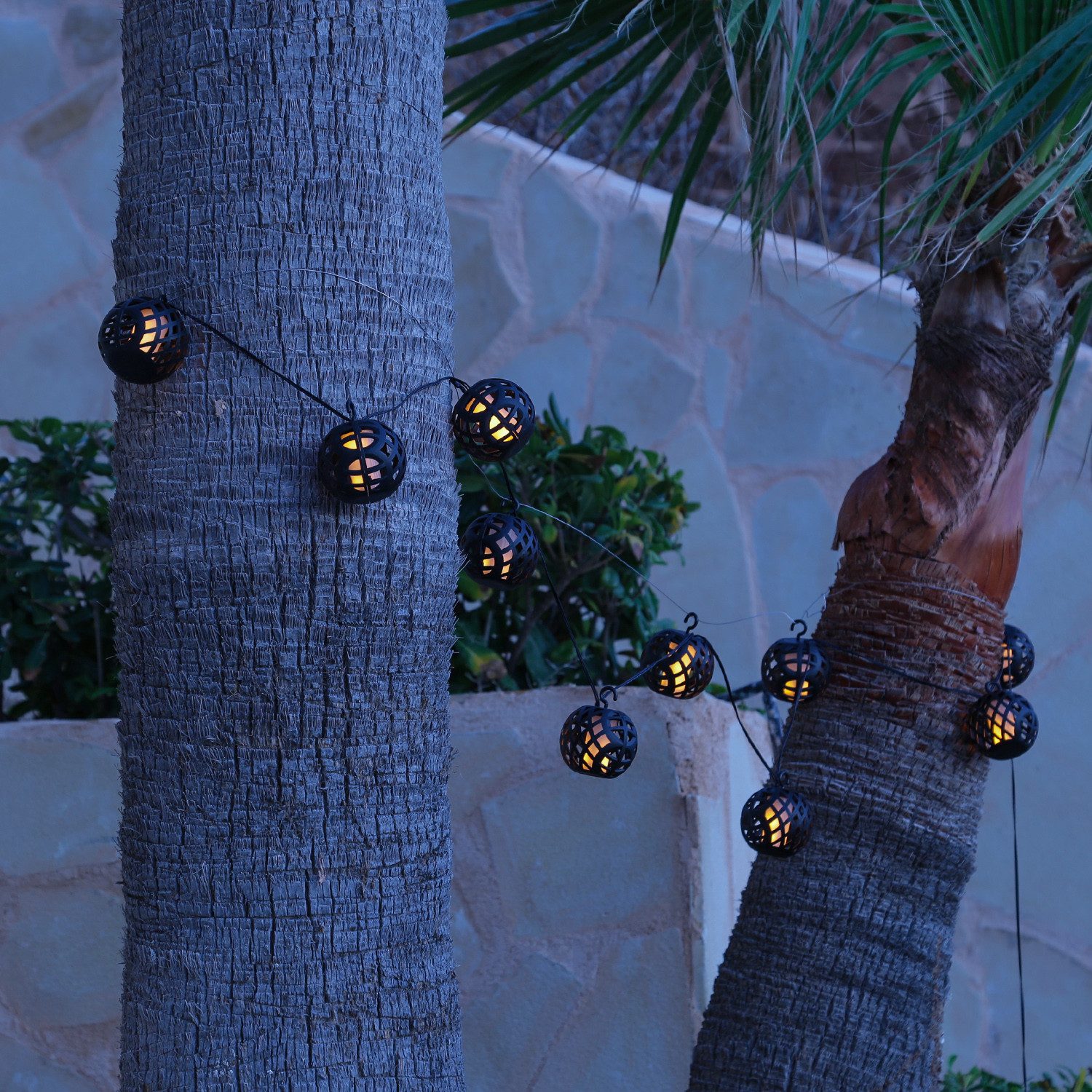 MARELIDA LED-Lichterkette Solar Lichterkette Feuerball Flammeneffekt 8 Leuchtkugeln 2,1m outdoor, 8-flammig