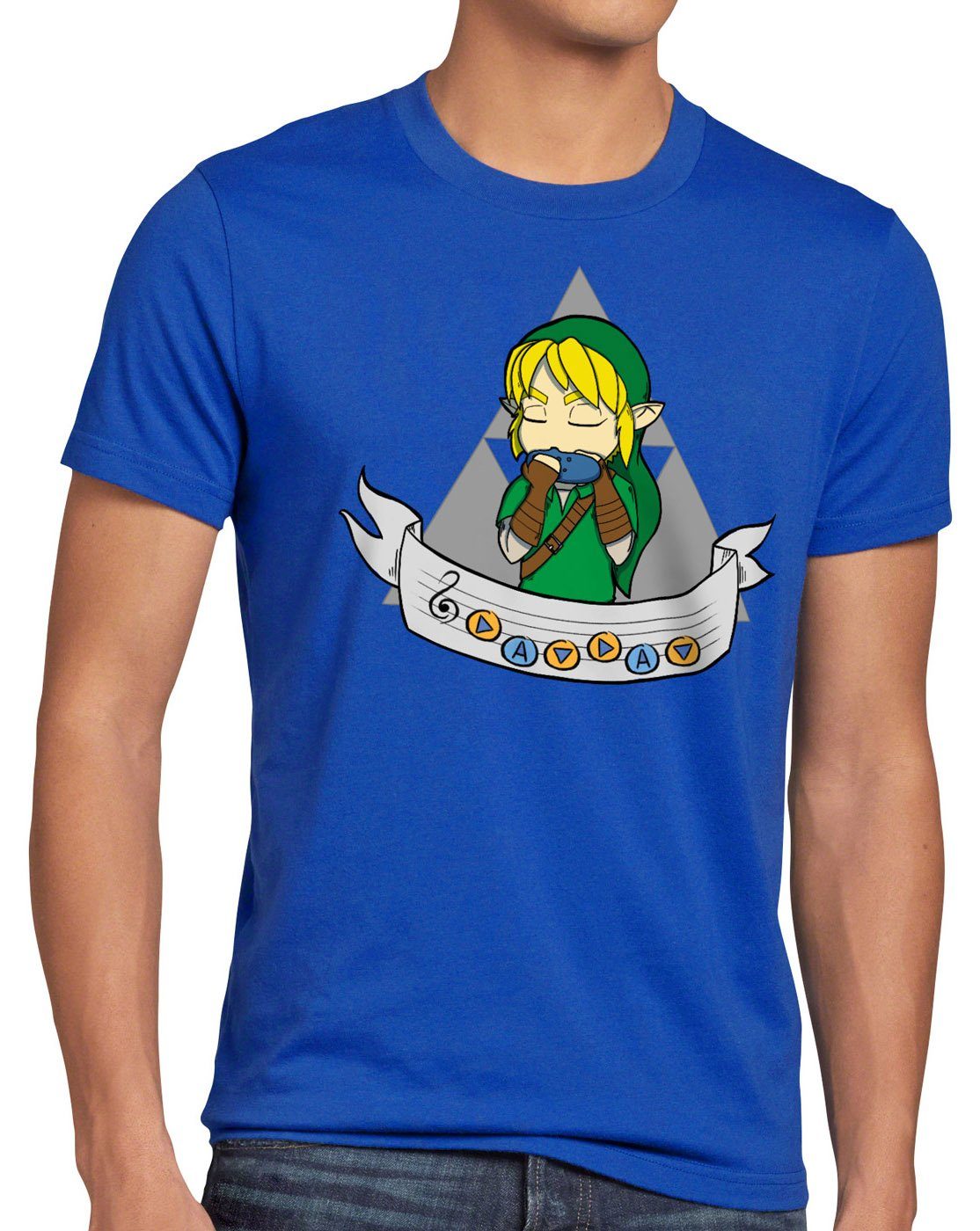 style3 Print-Shirt Herren T-Shirt Song of Time link hyrule ocarina blau