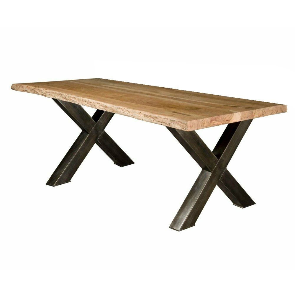 Esstisch X-Beine, Massivholz Baumkantentisch facettenreiche Maserung dasmöbelwerk Baumkantentisch