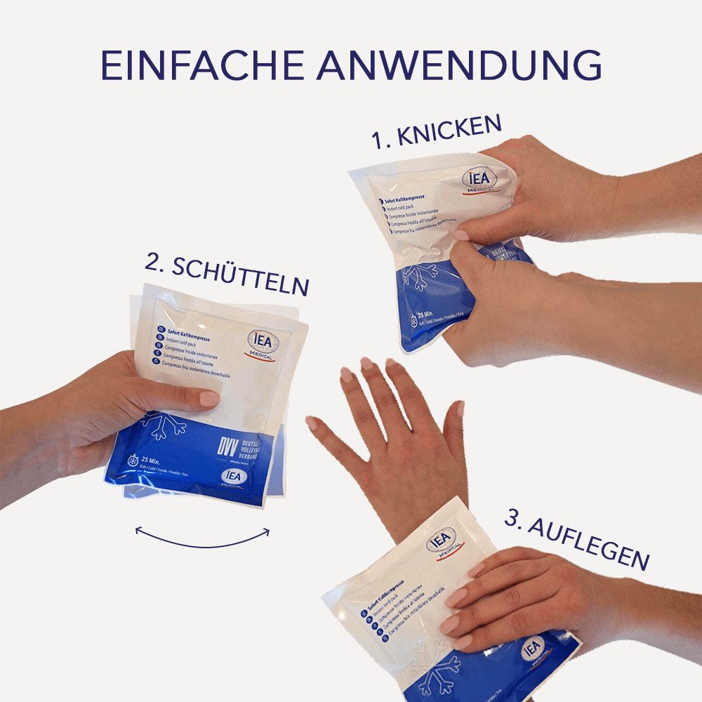 IEA Medical Kühlpad Sofort-Kälte-Kompresse, Kühlpacks für Prellungen & andere Verletzungen, Komplettset 5-tlg., Set, Einmal-Kühlpacks, Kühlpack zum knicken, Kühlkompresse, Kältekompresse