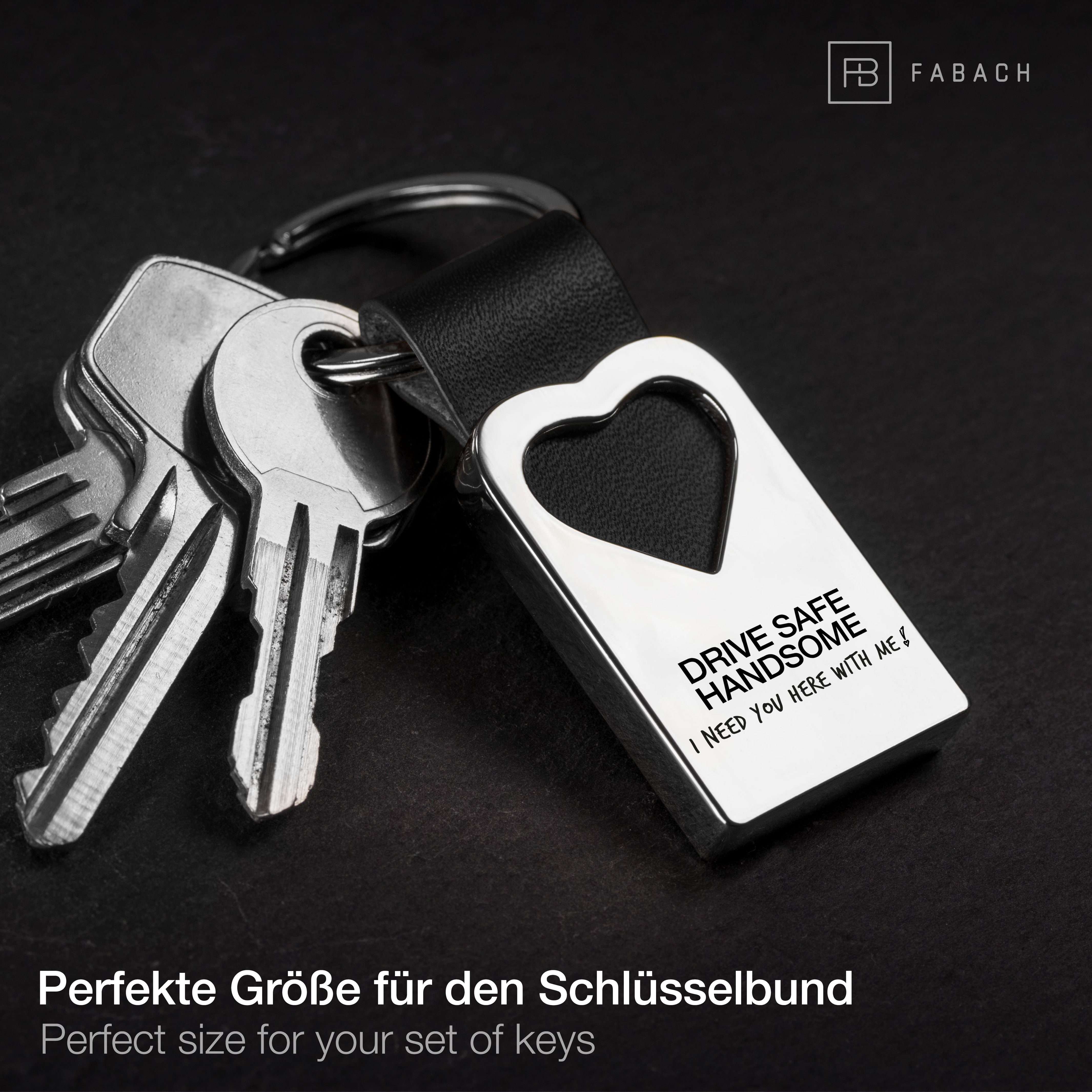 Herz Drive FABACH I You Love aus mit Gravur Schlüsselanhänger Leder Schlüsselanhänger - Safe