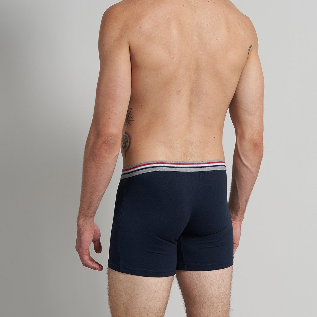 mit blau-dunkel-uni längerem bugatti Pack im 630 Bein 3er Boxershorts (3-St)