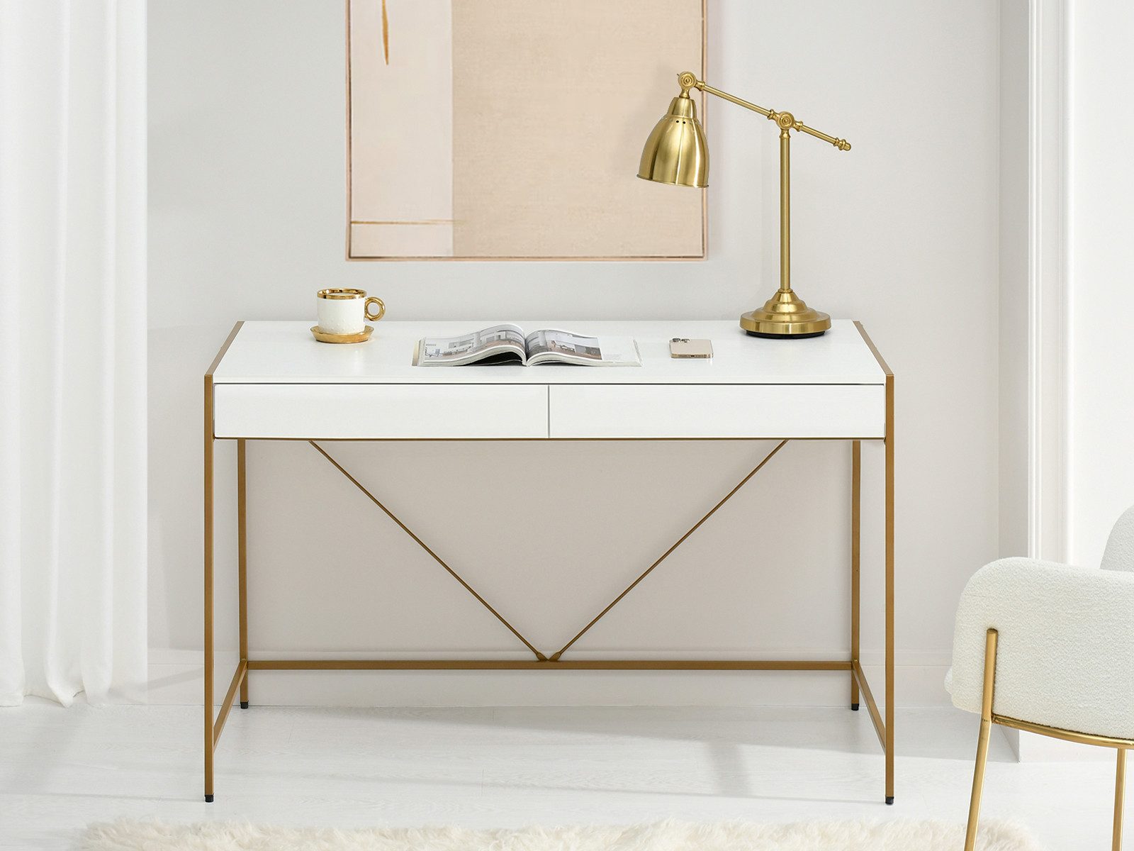 Compleo Schreibtisch mit 2 Schubladen, Breite: 123 cm, Modern design