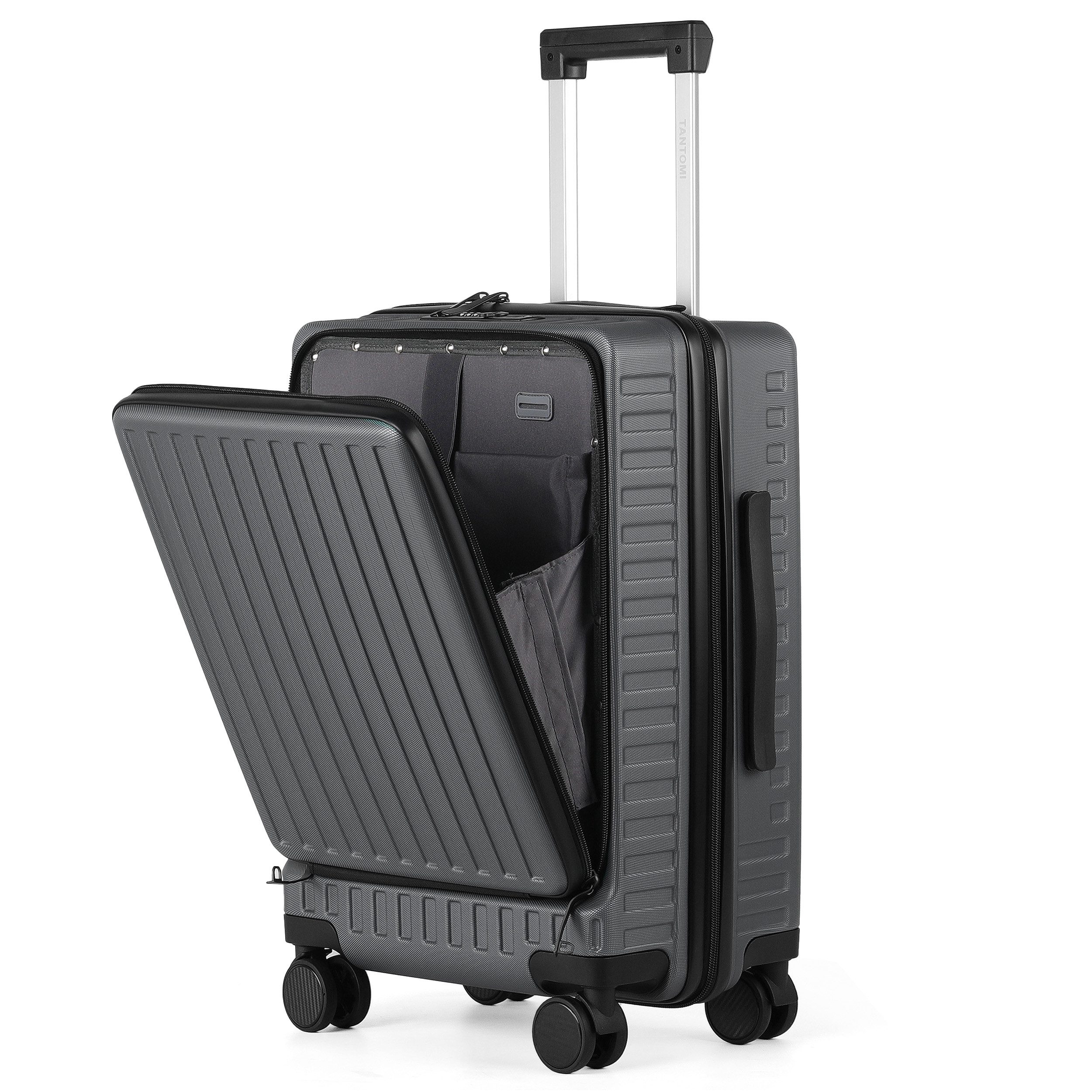 TAN.TOMI Hartschalen-Trolley ABS Handgepäckkoffer Business-Koffer Trolleys mit TSA Schloss, Mit abschließbarer Vortasche, Laptopfach, Leichtgewicht