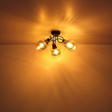 Globo LED Deckenspot, Leuchtmittel nicht inklusive, Deckenleuchte Deckenlampe Spotrondell Lebensblume amber schwarz D 51,5