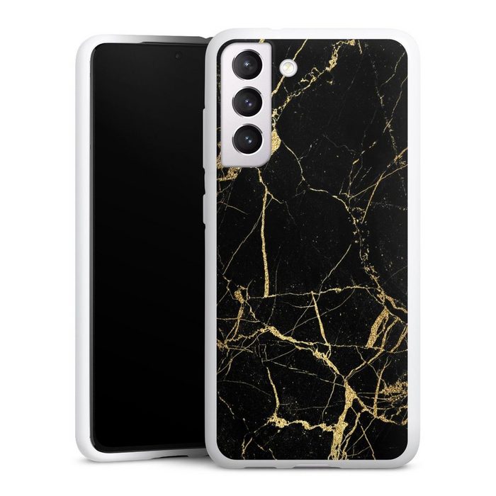 DeinDesign Handyhülle Marmor schwarz Muster BlackGoldMarble Look Samsung Galaxy S21 FE Silikon Hülle Bumper Case Handy Schutzhülle