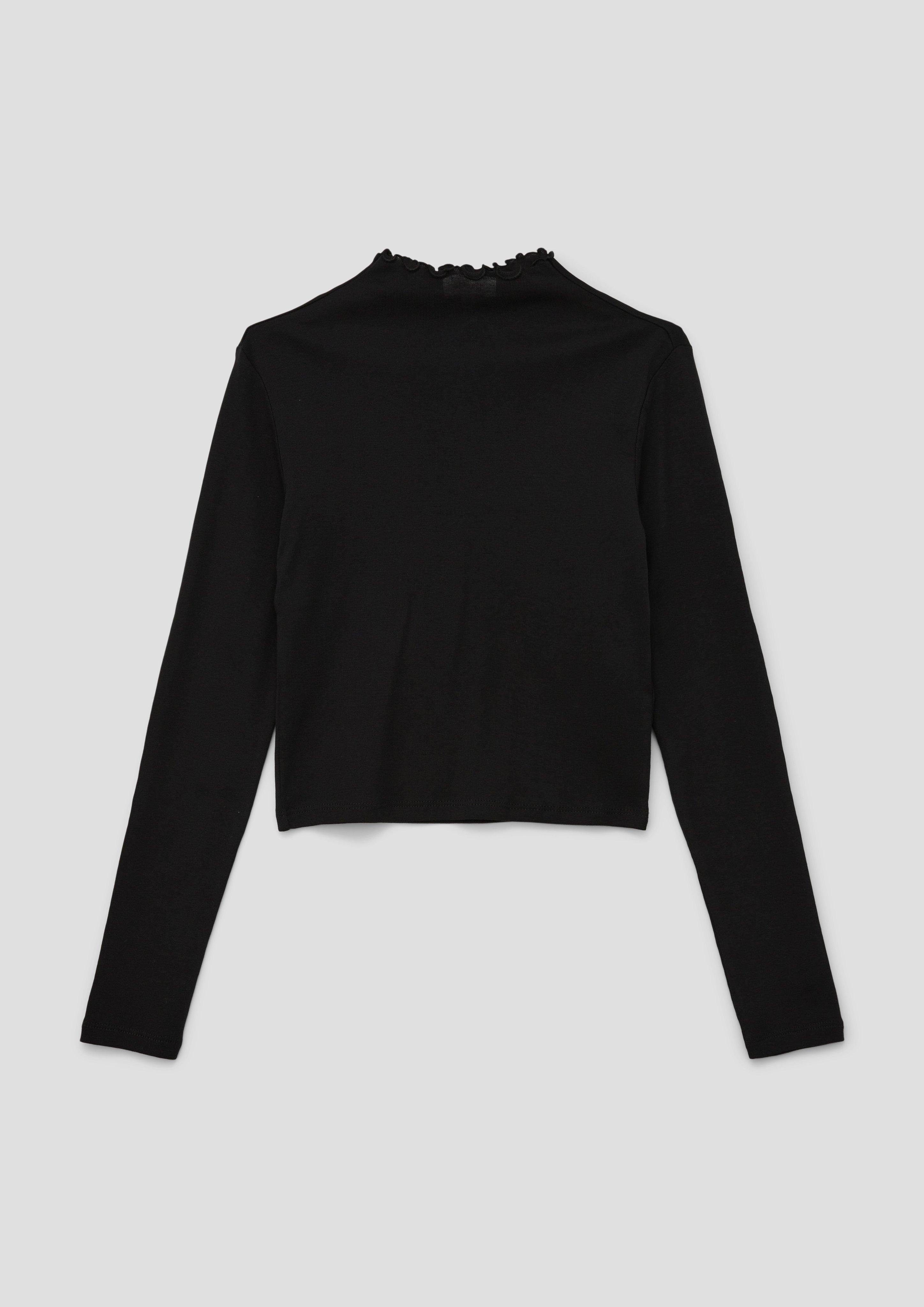 Turtleneck mit s.Oliver Langarmshirt Bogenkante schwarz Langarmshirt