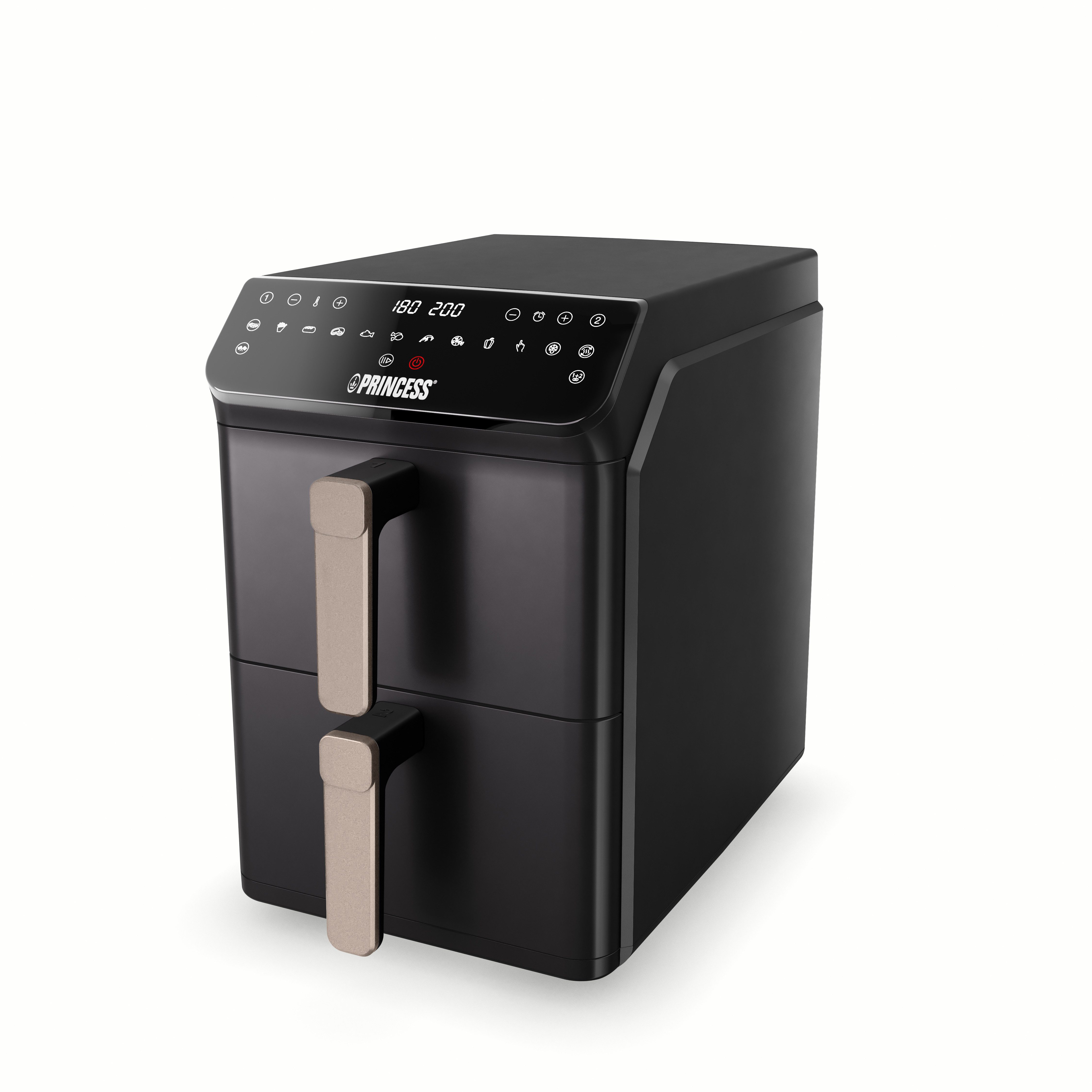 PRINCESS Heißluftfritteuse 182278, 3000 W, Stack Airfryer – zwei Gerichte gleichzeitig – platzsparend - PFAS-frei