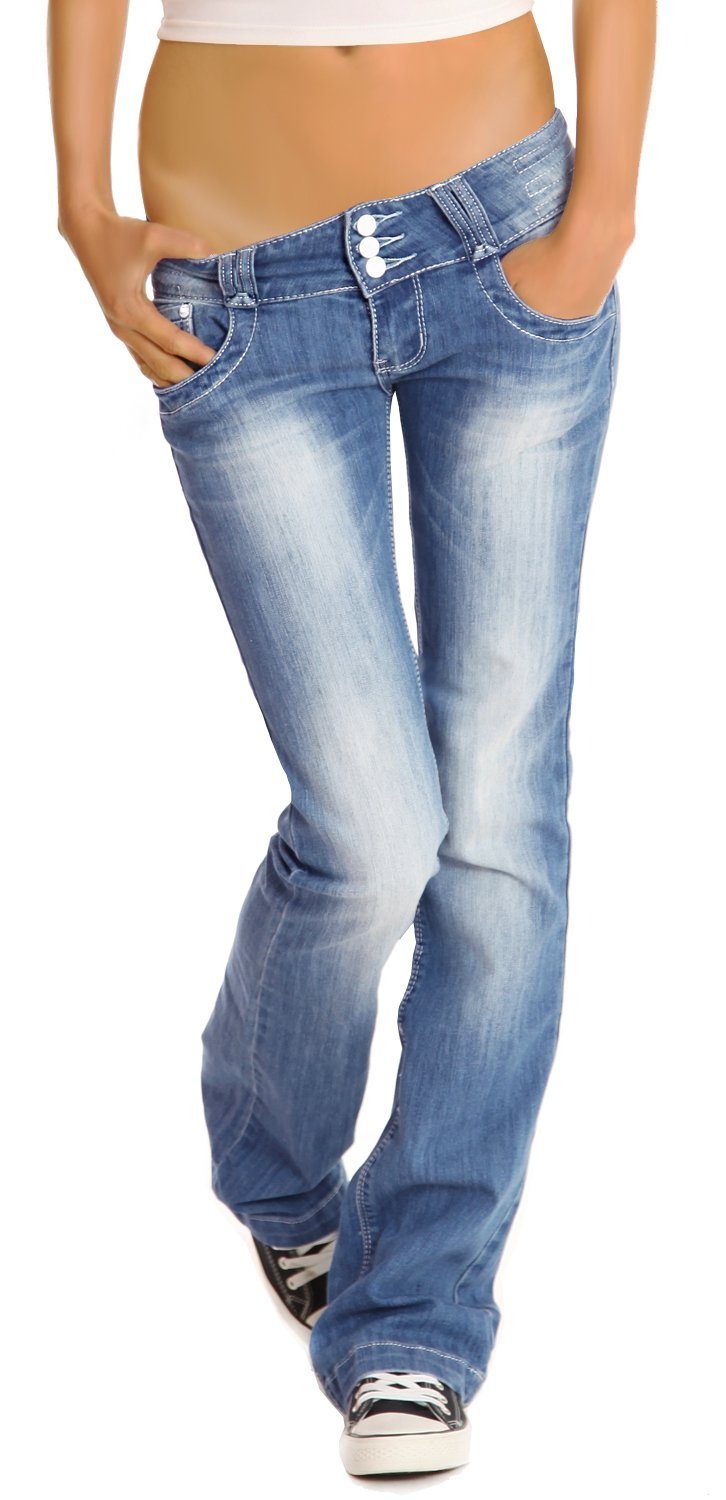 be jeans, rise Hüfthosen j97y low Damen styled Bootcut-Jeans ausgestellte vintage