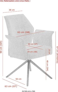 HELA Esszimmerstuhl JOHANNA (Set, 1 St), Komfortsitz mit Federkern, 270° Drehbar mit Rückholfunktion