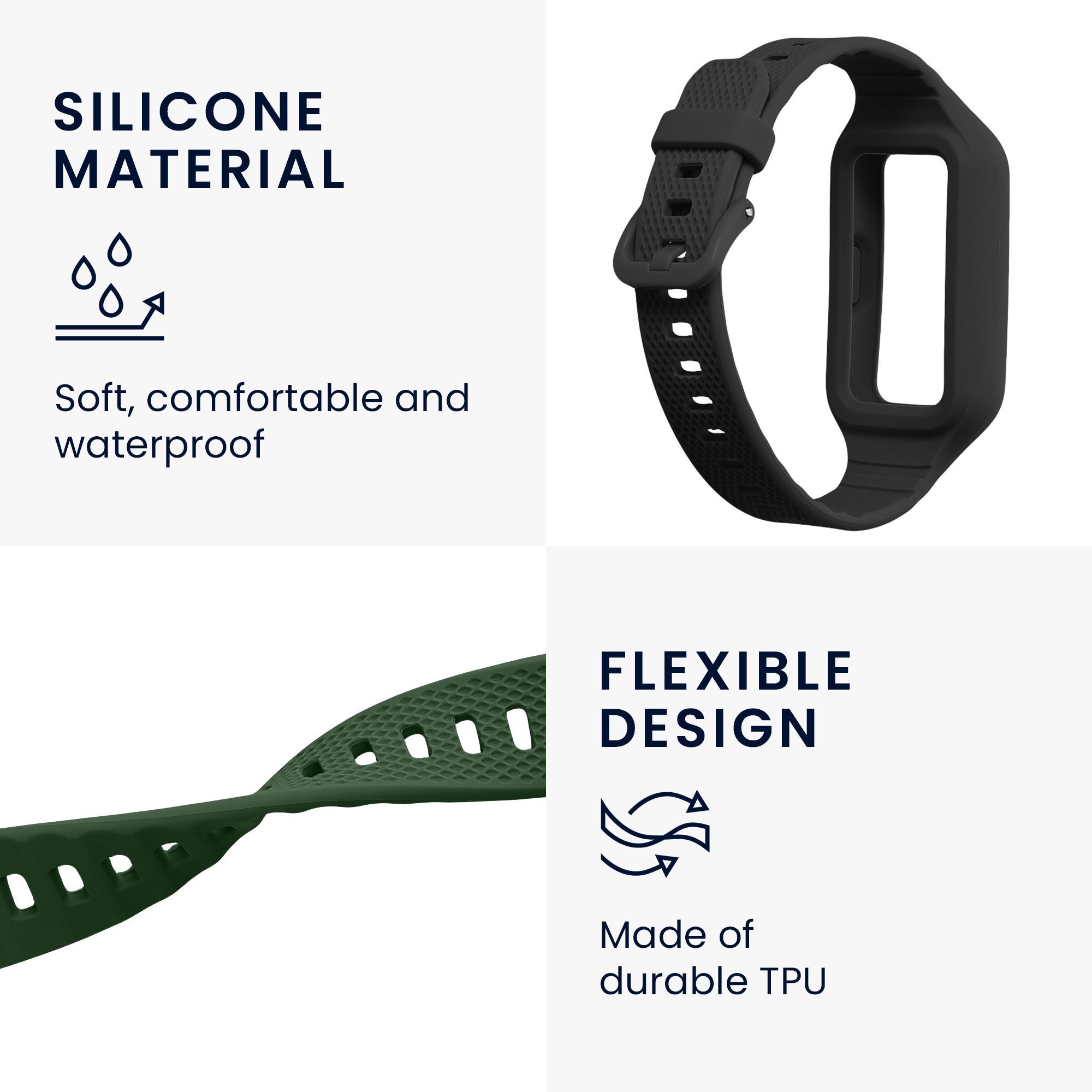 kwmobile 2x Uhrenarmband für Huawei Band 7 / Band 6 / Honor Band 6 Armband Smartwatch, 2-tlg., Fitnesstracker Band Set aus TPU Silikon - Ersatzarmband Smartwatch