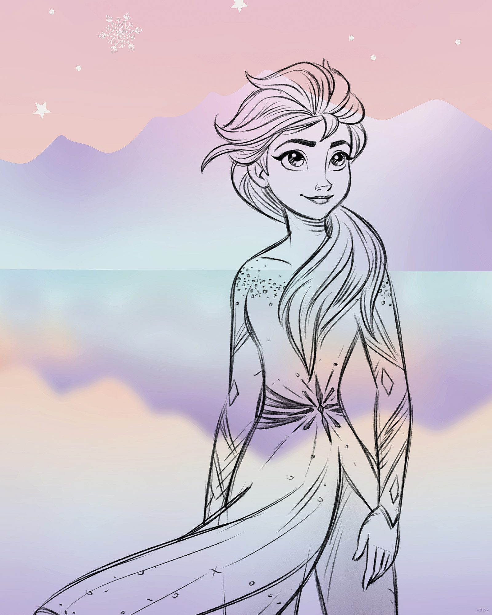 Komar Wandbild Disney Frozen Pastell Lights, Disney (Set, 1 St), 40 x 50 cm (Breite x Höhe) - Kinderzimmer, Dekoration