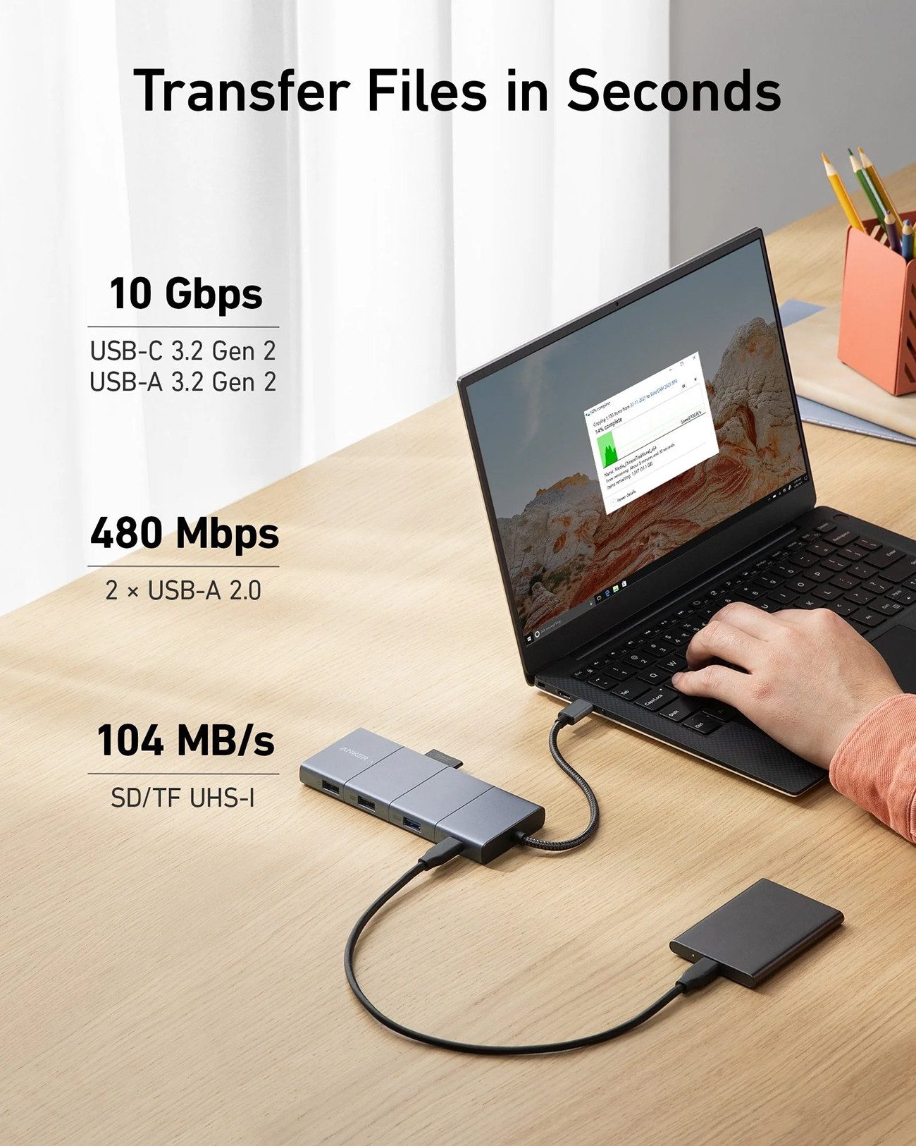 Anker Laptop-Dockingstation PowerExpand (A83880A1), 11-in-1, Rapide Datenübertragung, Multi-Monitor-Display