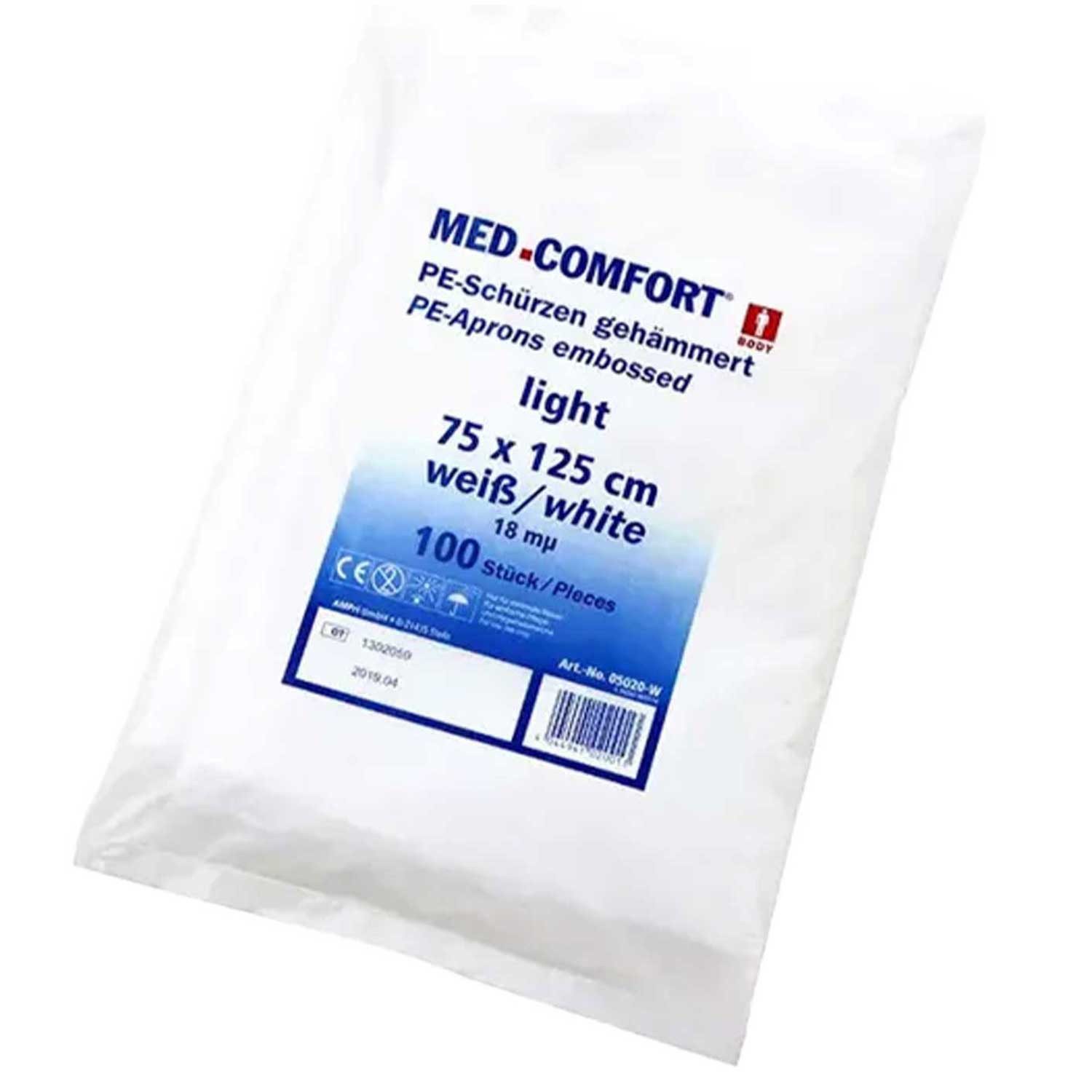 AMPri Handelsgesellschaft mbH Kittelschürze Med Comfort PE Einwegschürzen light, weiß - 75x125 cm