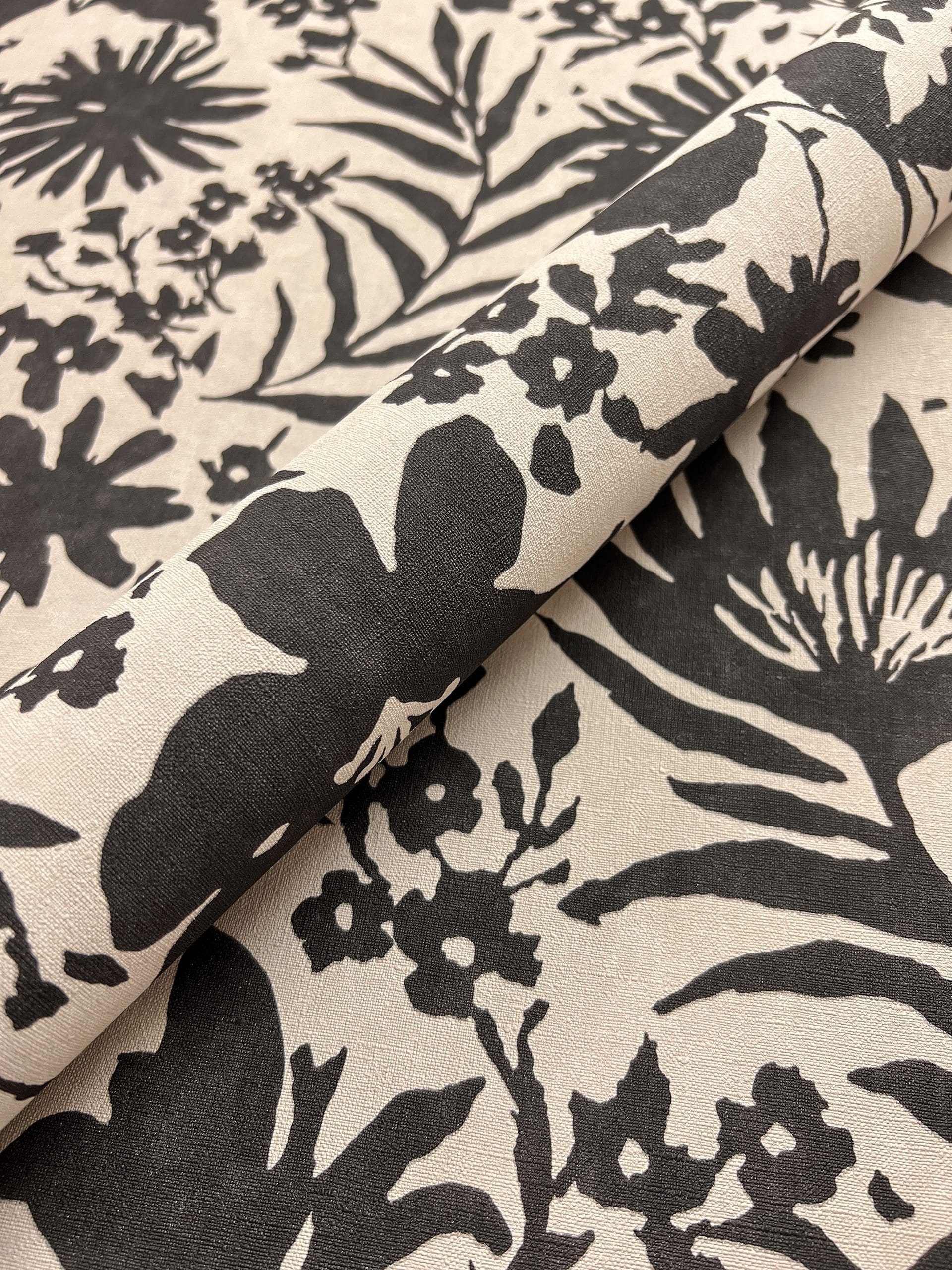 Newroom Vliestapete, Schwarz Tapete Floral Blumen günstig online kaufen