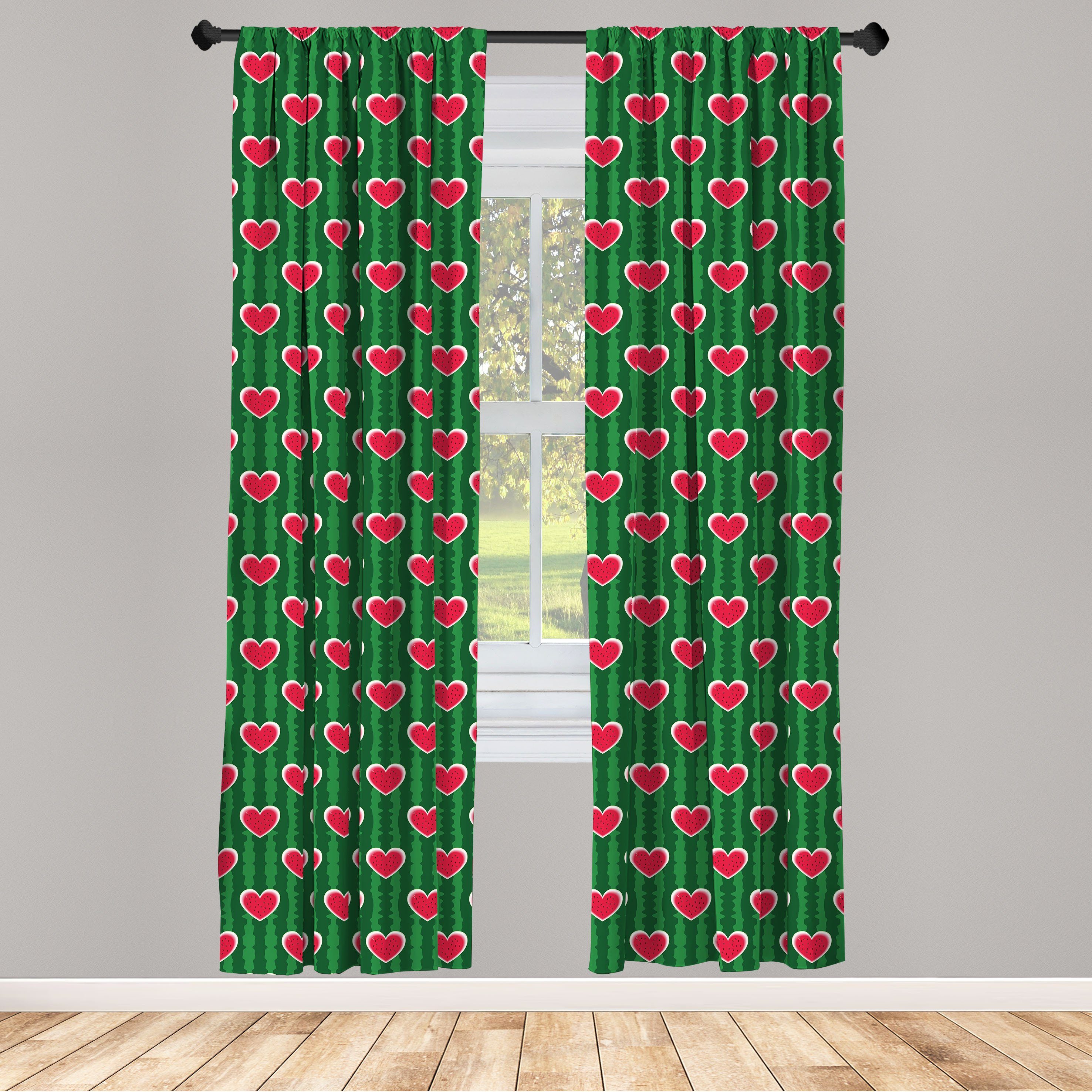 Gardine Vorhang für Liebes-Muster Schlafzimmer Microfaser, Abakuhaus, Dekor, Herzen Wohnzimmer