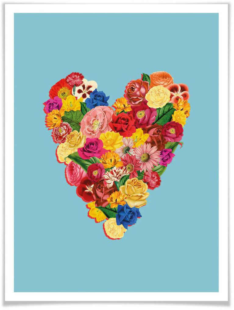 Wall-Art Poster Blumen Herz Sommerliebe, Herz (1 St), Poster ohne Bilderrahmen