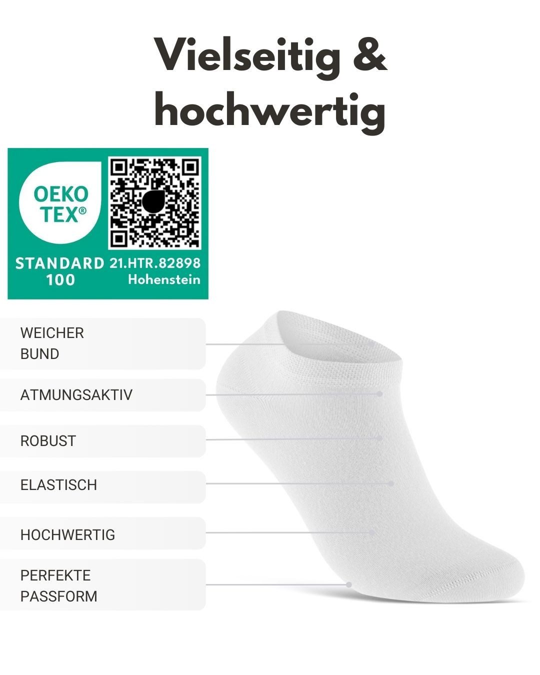 sockenkauf24 Sneakersocken Premium Sneaker Socken Herren & Damen mit Komfortbund ohne Gummidruck (Weiß, 10-Paar, 47-50) atmungsaktive gekämmte Baumwolle, ohne Naht, Exclusive Line