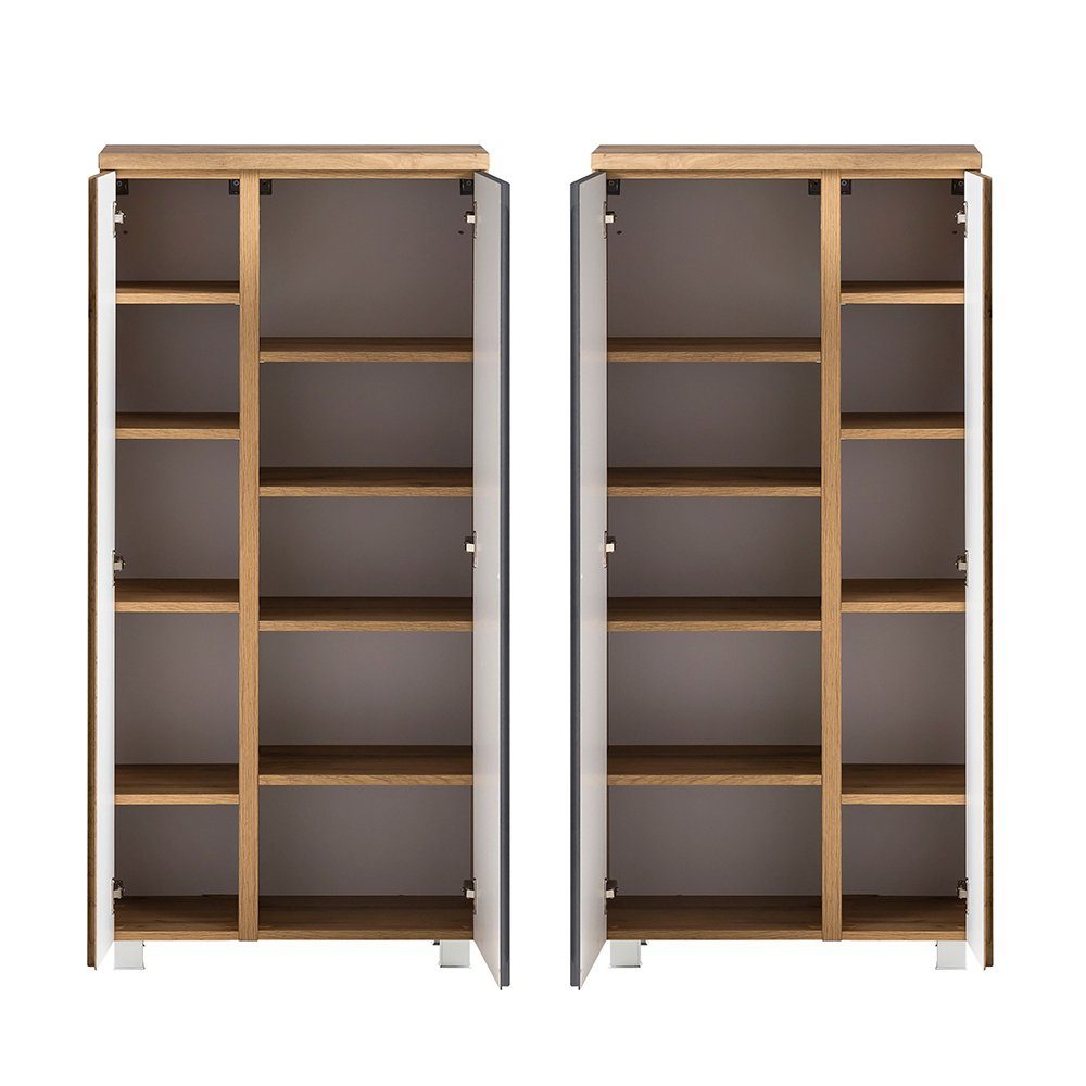 Lomadox Midischrank VASTO-03-GREY Midischrank 65cm Wotan Eiche Nb. mit grau matt, B/H/T 40/130/35 cm