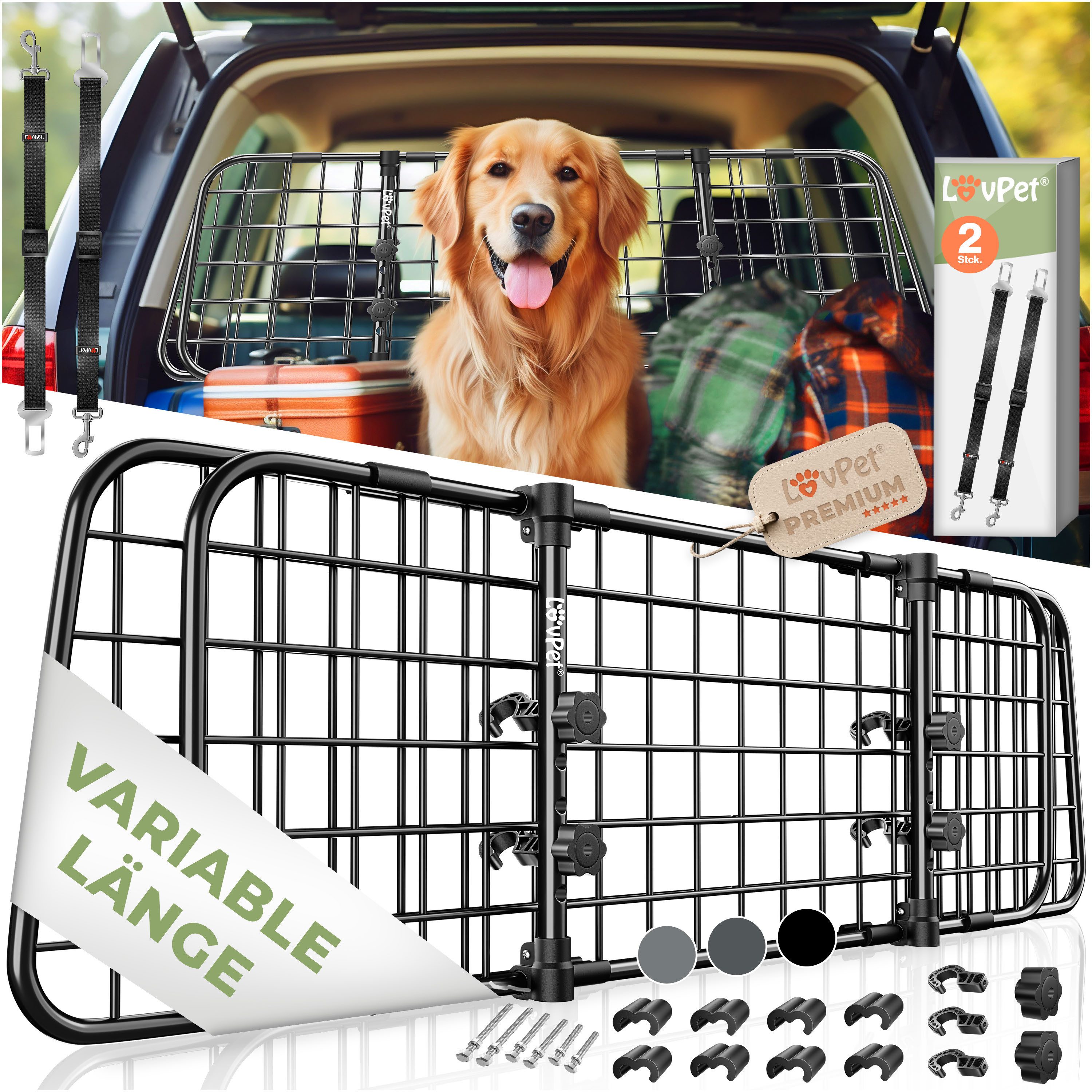 Lovpet Hundegitter, Trenngitter Auto Kofferraum Schutzgitter verstellbar Kofferraumgitter