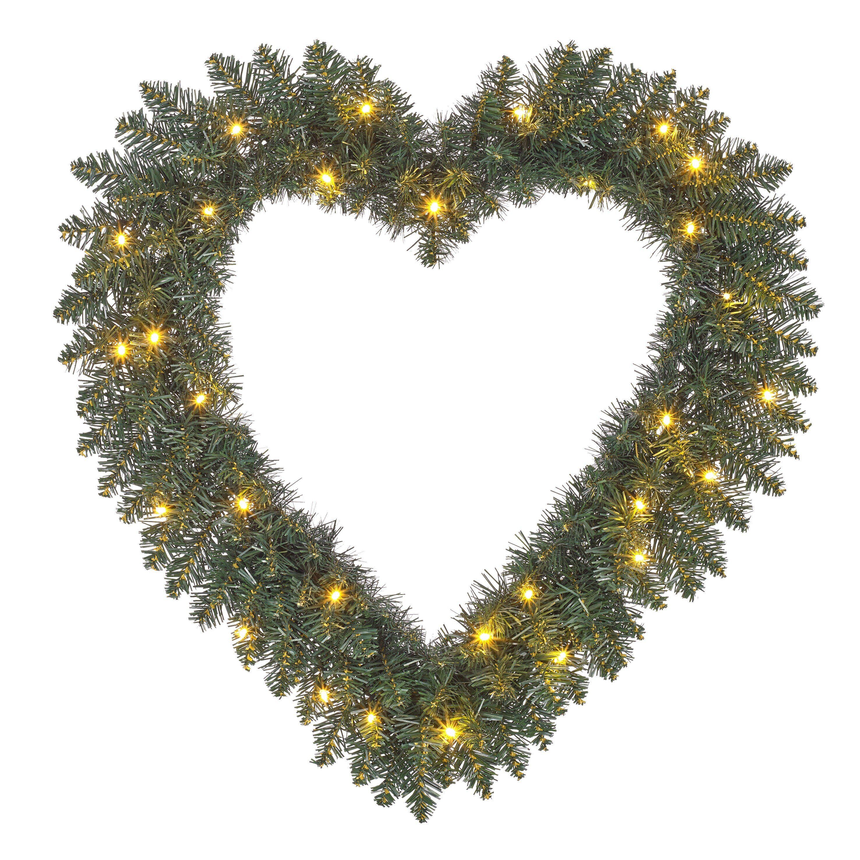 Black Box Trees Dekokranz Black Box Trees Kranz Herz led gruen 30L TIPS 180 batteriebetrieben -