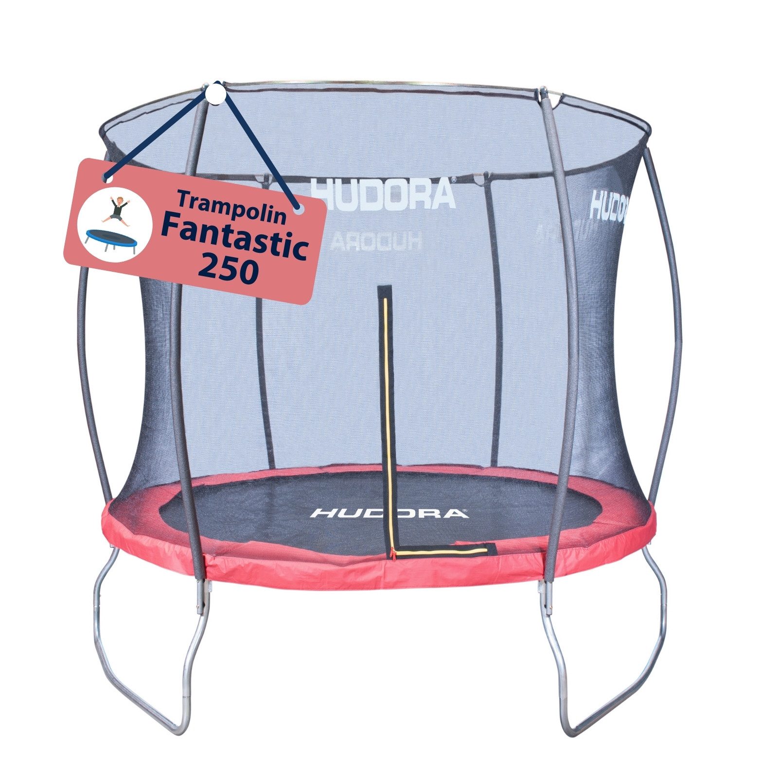 Hudora Gartentrampolin Fantastic für Kinder/Jugendliche & Erwachsene, Ø 250 cm, mit Sicherheitsnetz, TÜV-GS geprüft, extra breite Randabdeckung