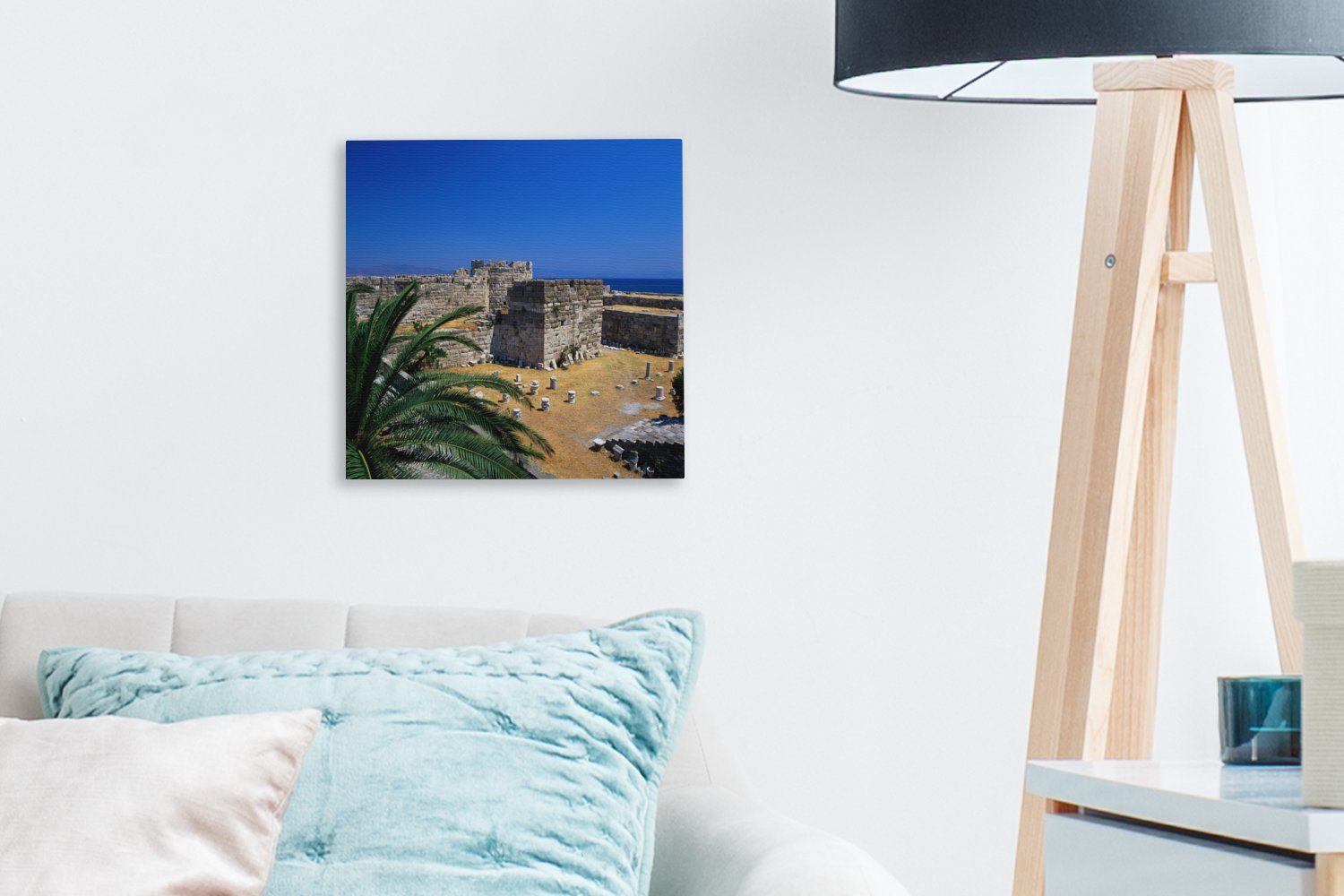 OneMillionCanvasses® Leinwandbild Alte Kos Schlafzimmer Wohnzimmer St), Leinwand auf Griechenland, für (1 Burg in Bilder