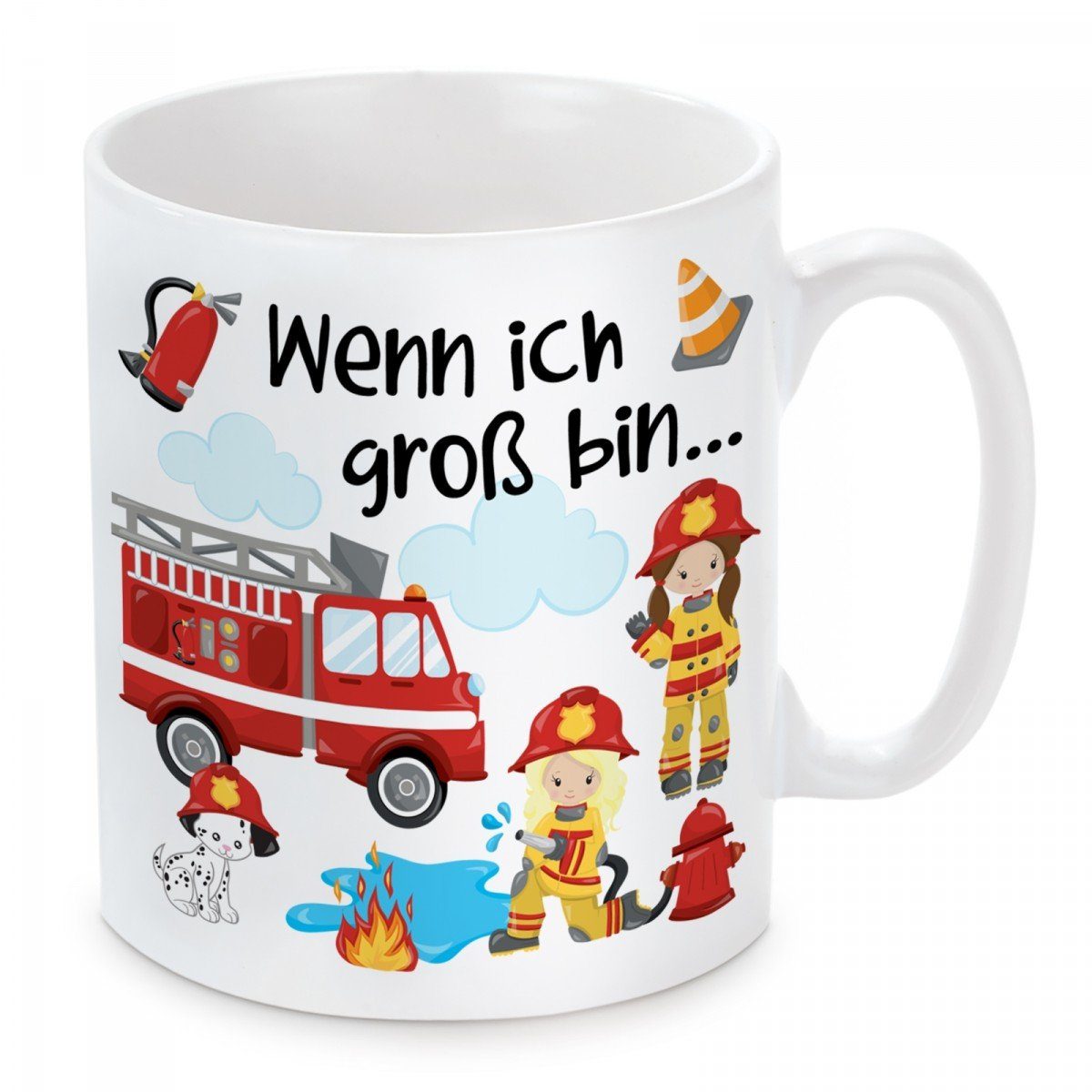 Herzbotschaft Tasse Kaffeebecher mit Motiv Wenn ich groß bin, Keramik, Kaffeetasse spülmaschinenfest und mikrowellengeeignet