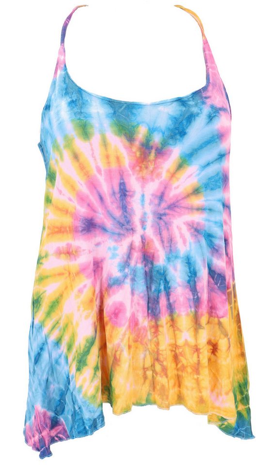 Guru-Shop T-Shirt Sommerliches Boho Batik Top, Unikat lockeres.. Festival, Ethno Style, Hippie, alternative Bekleidung