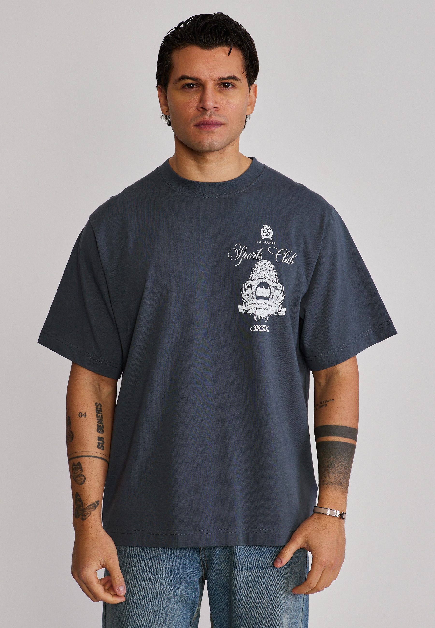 T-Shirt SikSilk Herren Grau Graphic T-Shirt